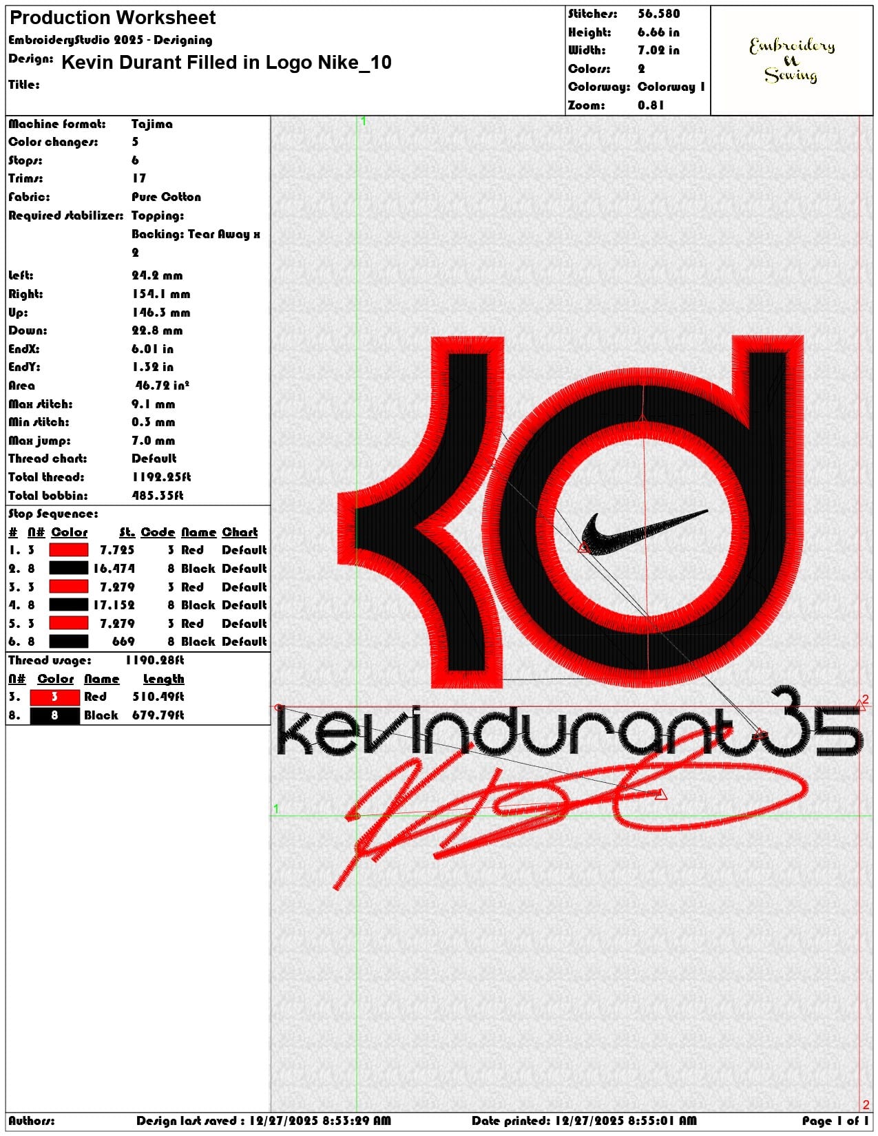 Kevin Durant Filled in Logo Nike - Elegant embroidery design file - instant download — view 3