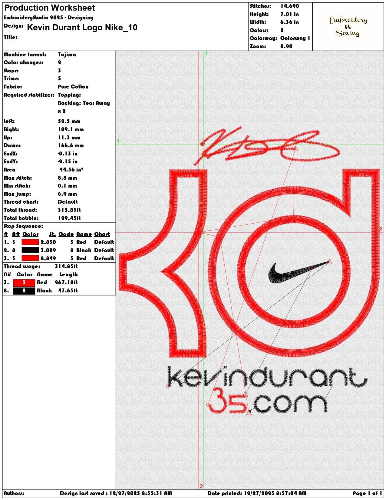 Kevin Durant Logo Nike - Elegant embroidery design file - instant download — view 3