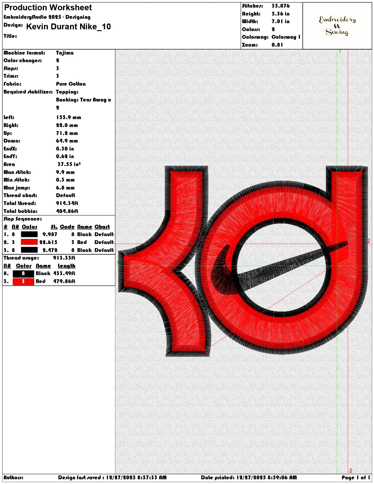 Kevin Durant Nike - Elegant embroidery design file - instant download — view 3