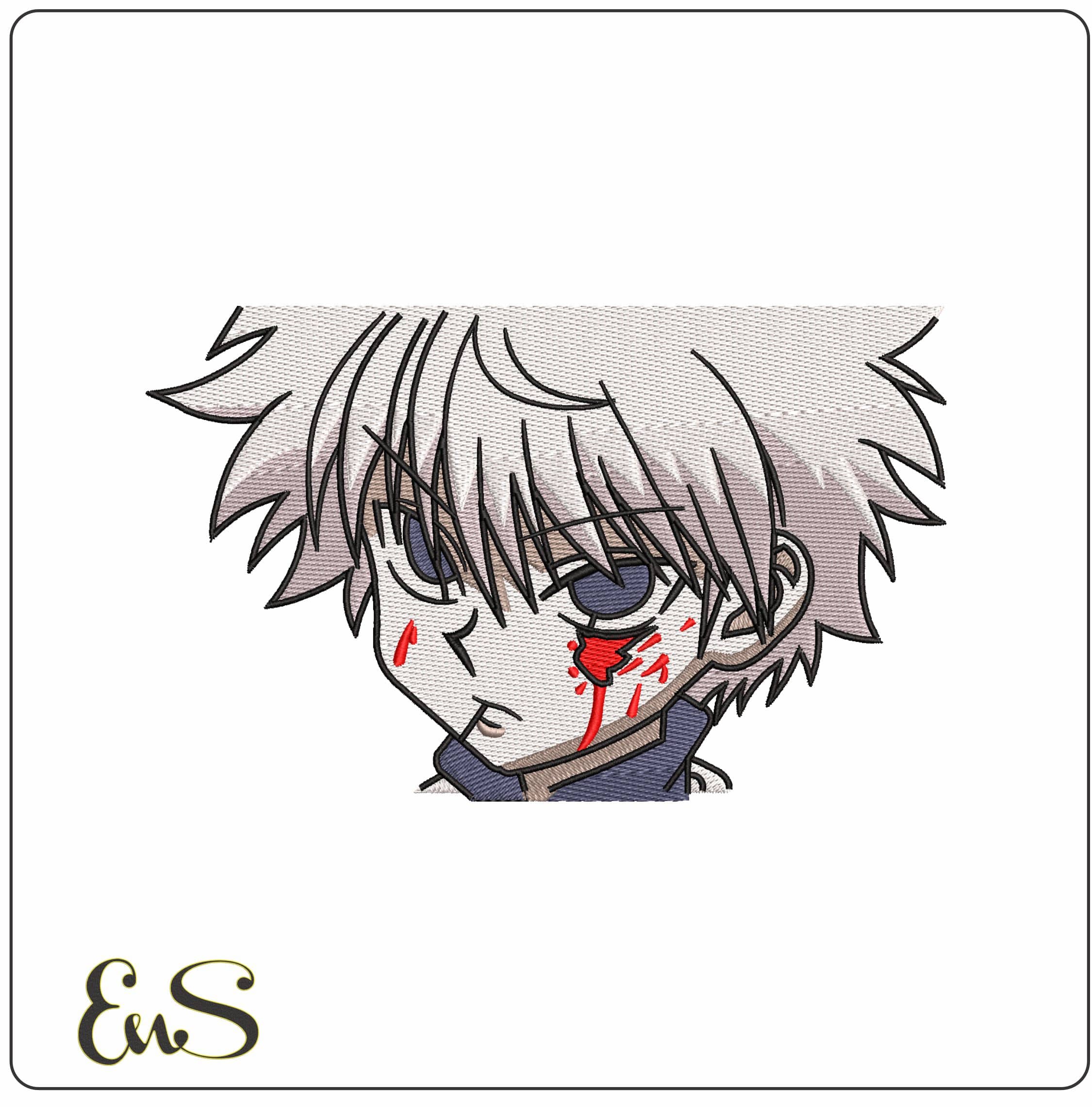 Killua Zoldyck Face Hunter x Hunter Anime  - Elegant embroidery design file - instant download