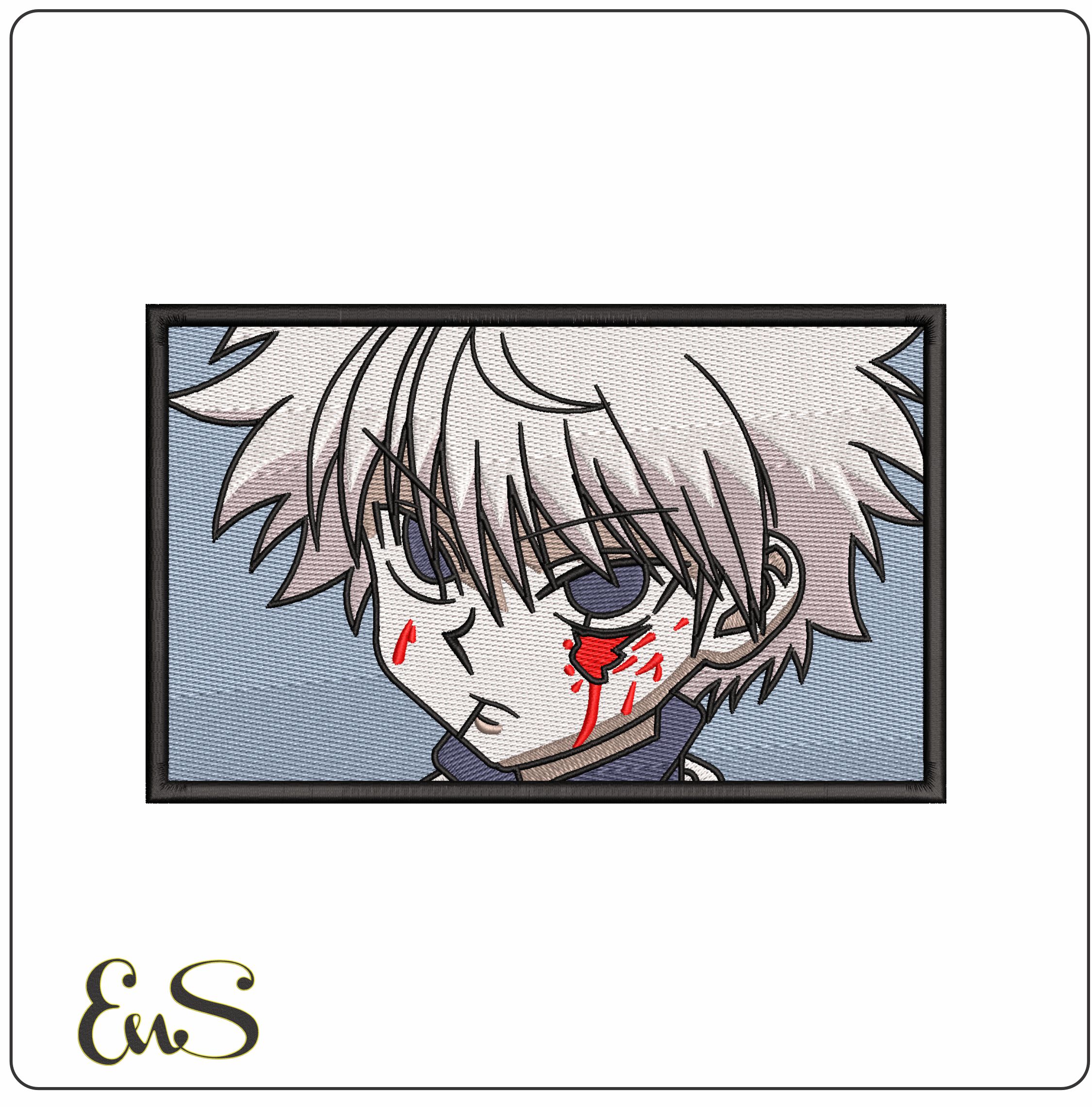 Killua Zoldyck Face in Frame Hunter x Hunter Anime  - Elegant embroidery design file - instant download