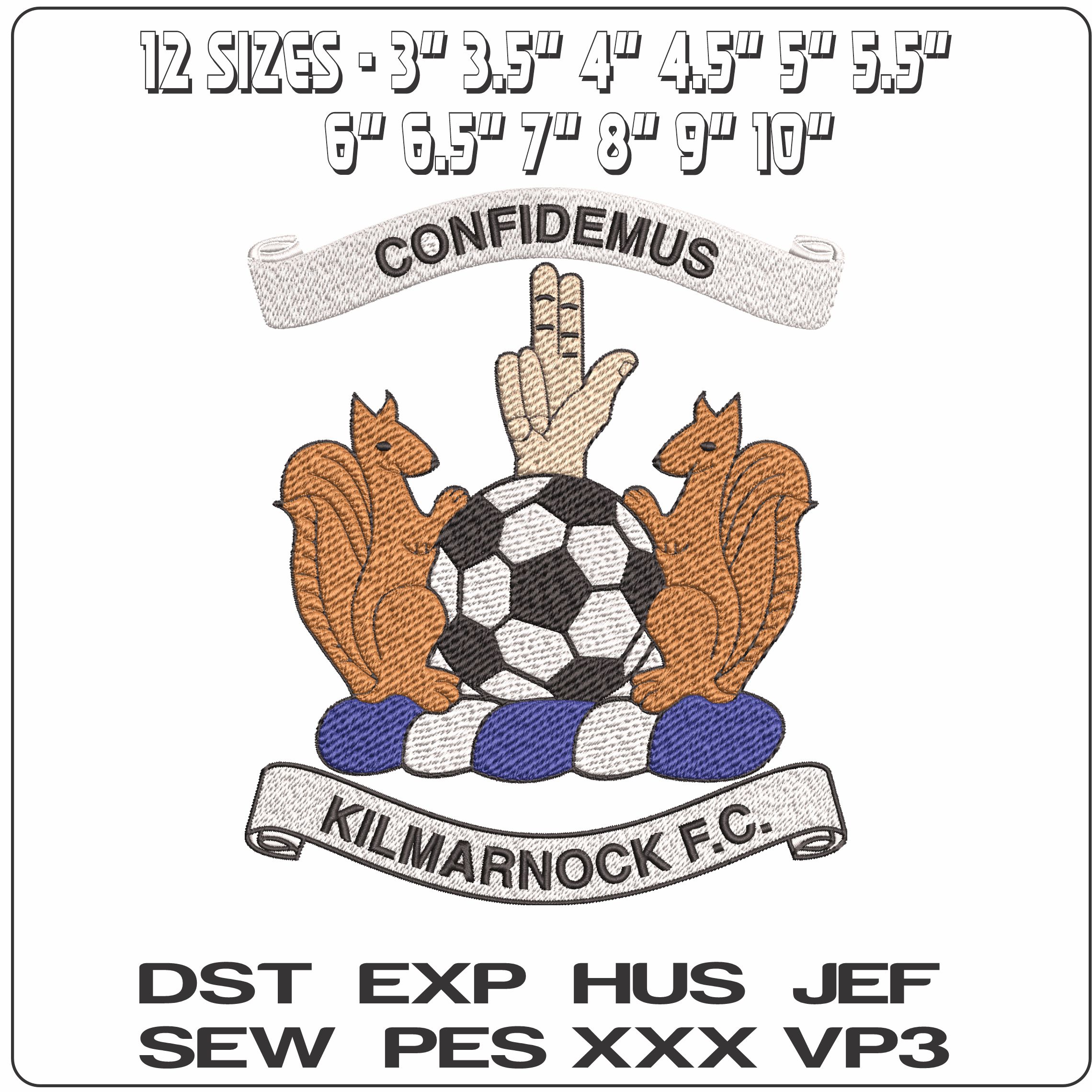 Kilmarnock Scottish Footbal Club  - Elegant embroidery design file - instant download — view 2