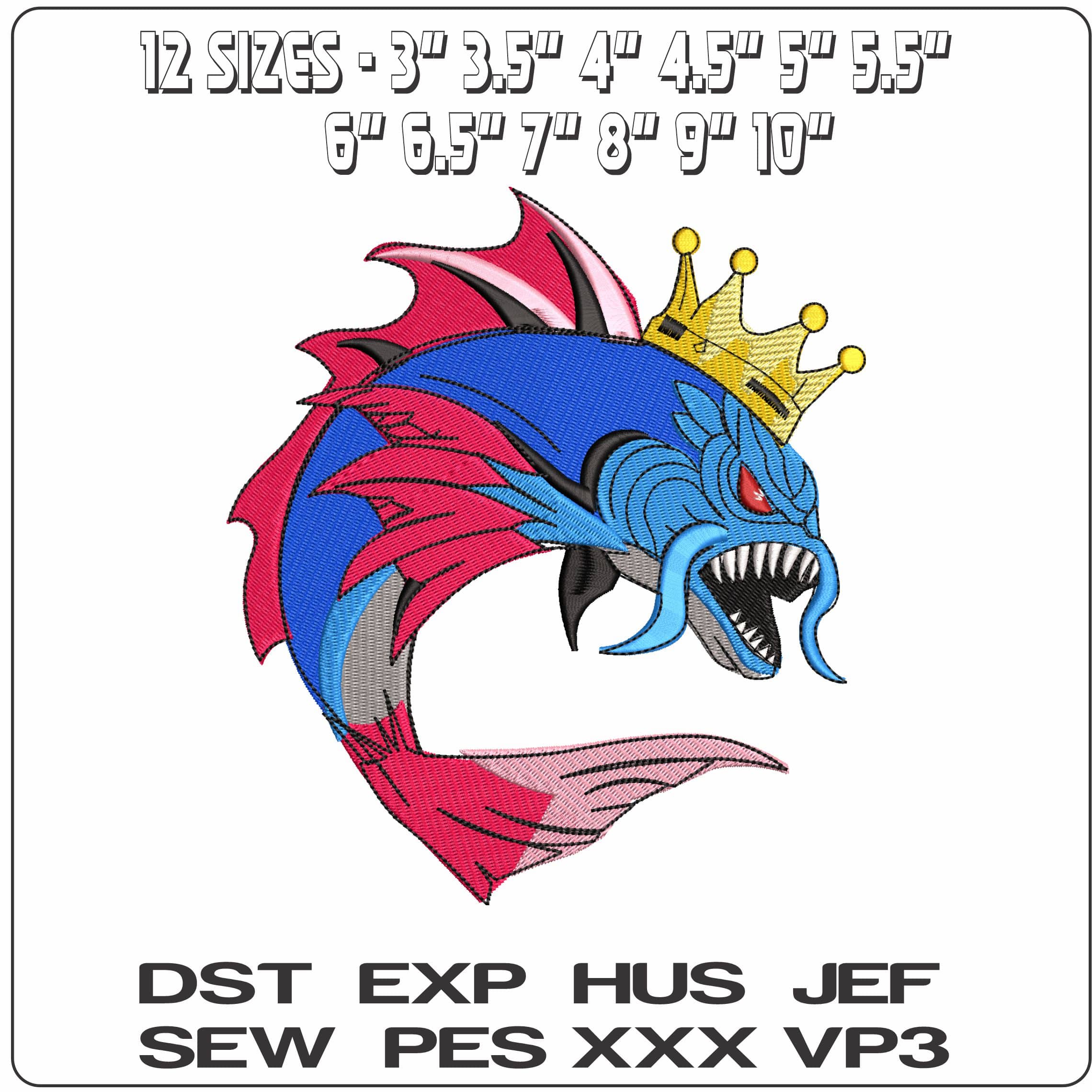 King Fish  - Elegant embroidery design file - instant download — view 2