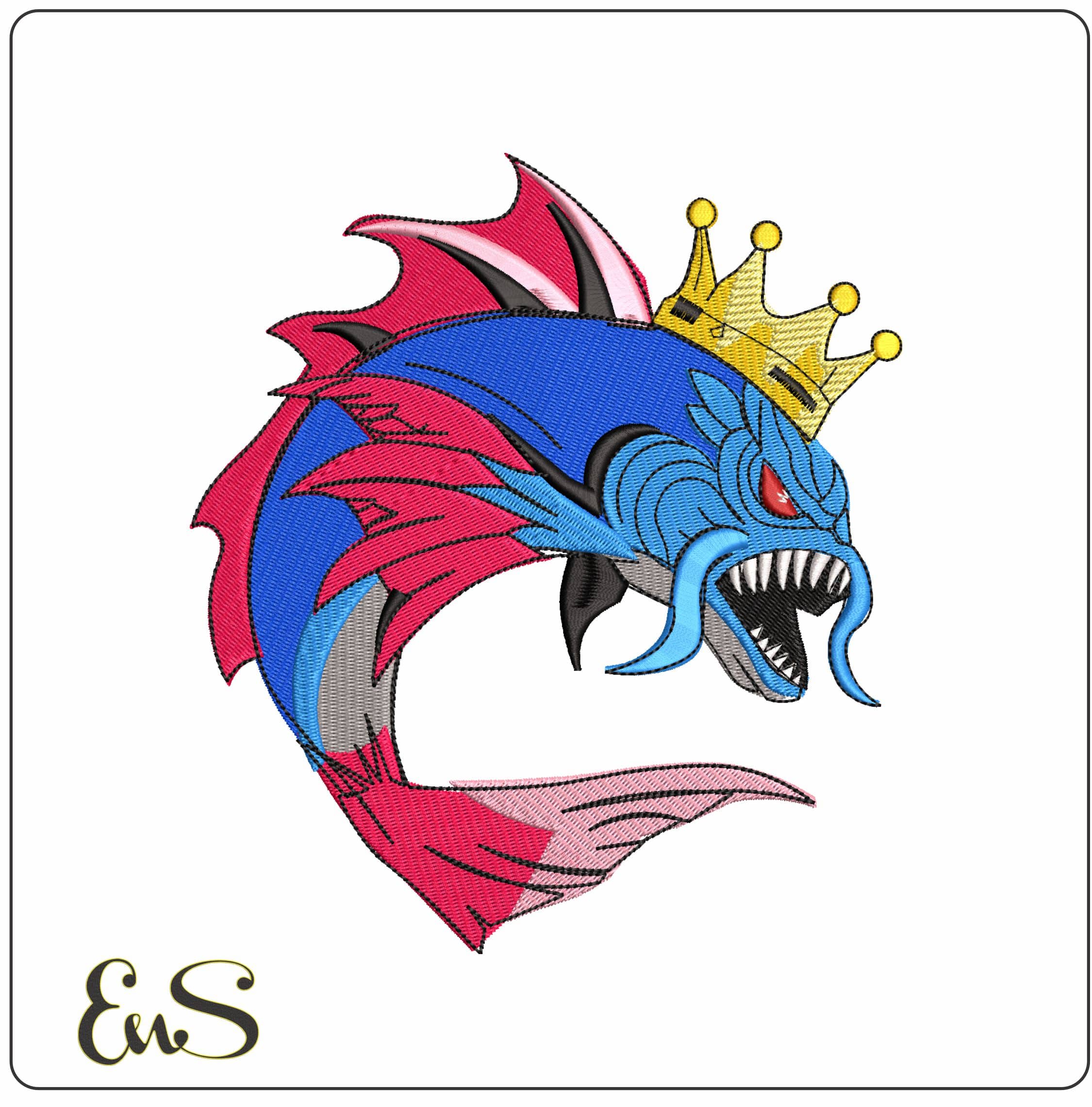 King Fish  - Elegant embroidery design file - instant download