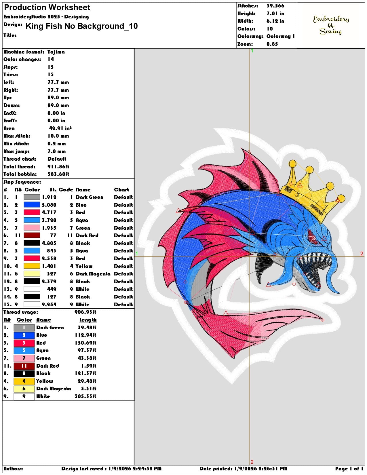 King Fish No Background  - Elegant embroidery design file - instant download — view 3