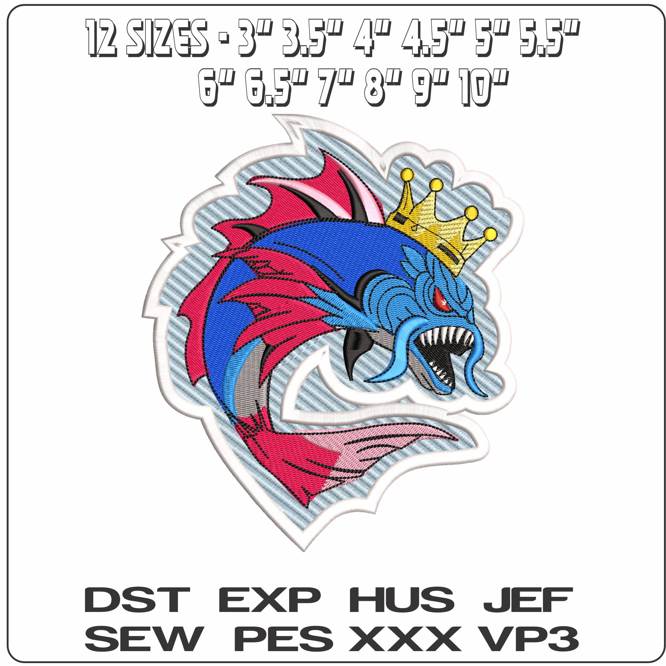 King Fish Water  - Elegant embroidery design file - instant download — view 2