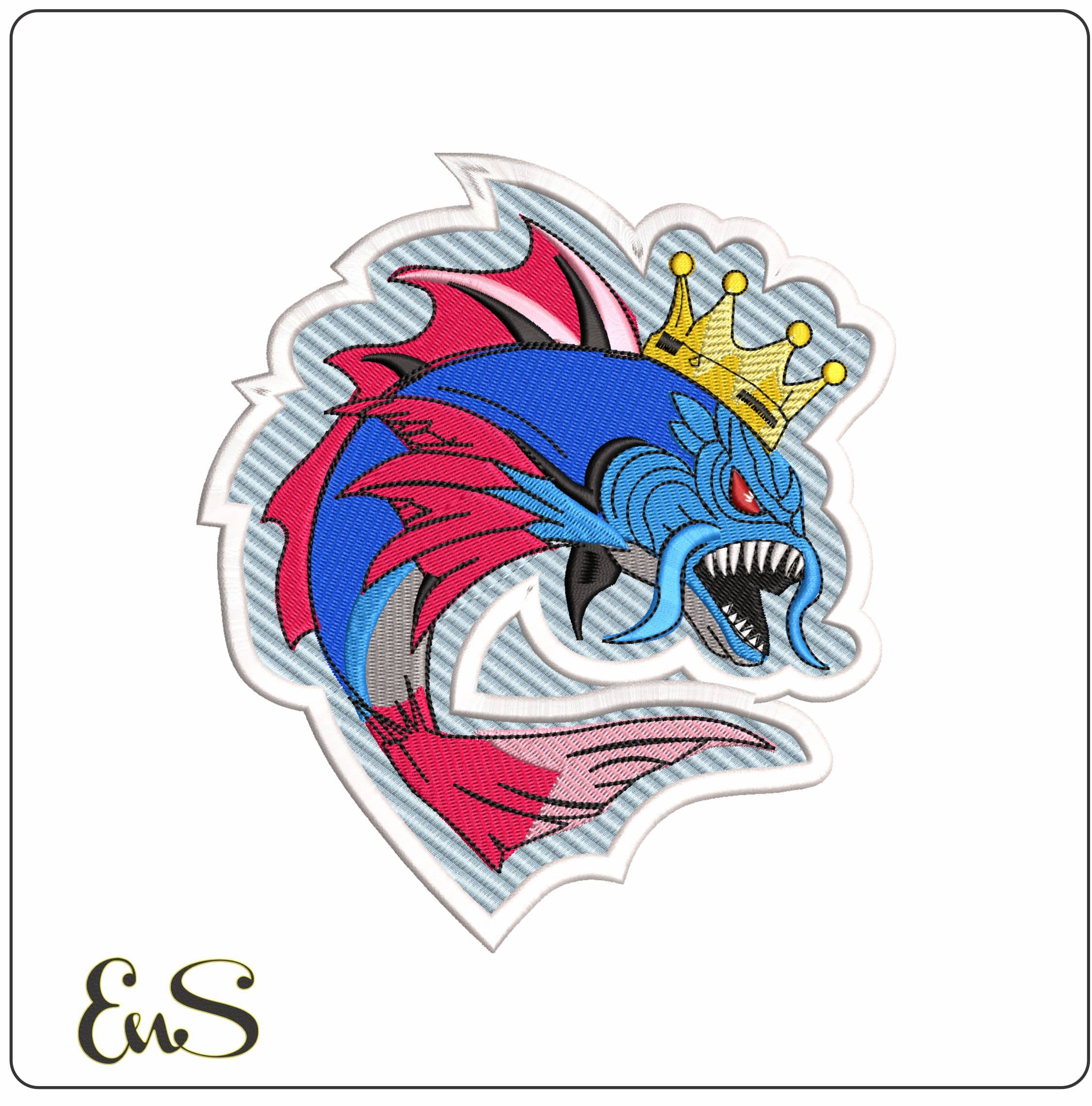 King Fish Water  - Elegant embroidery design file - instant download