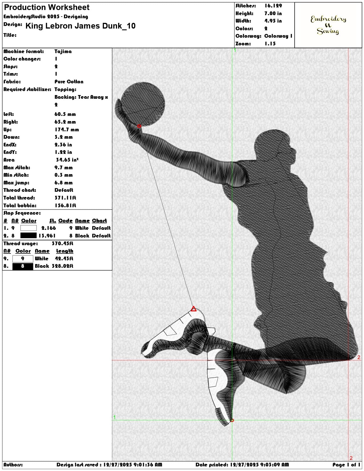 King Lebron James Dunk  - Elegant embroidery design file - instant download — view 3