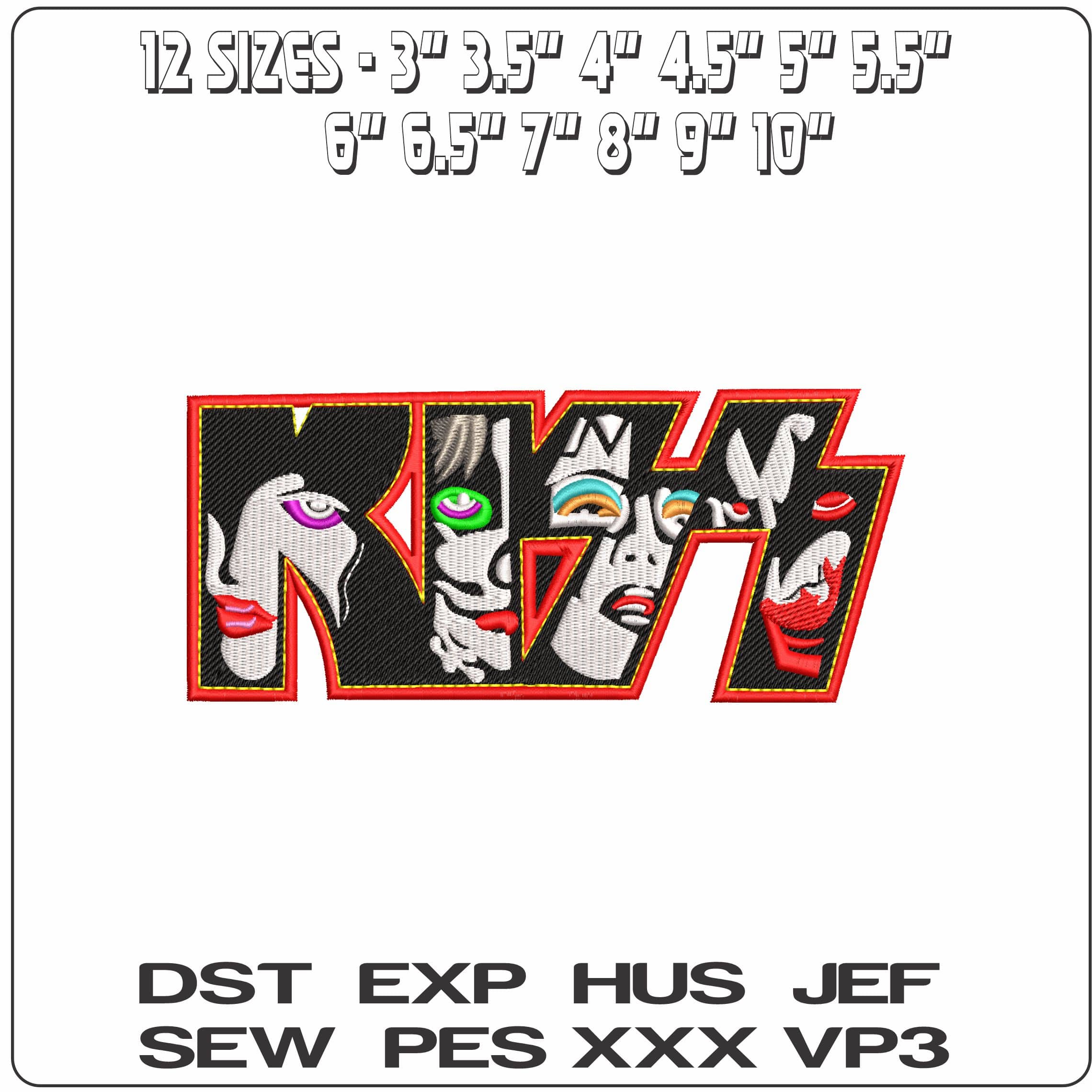 Kiss Rock Band  - Elegant embroidery design file - instant download — view 2