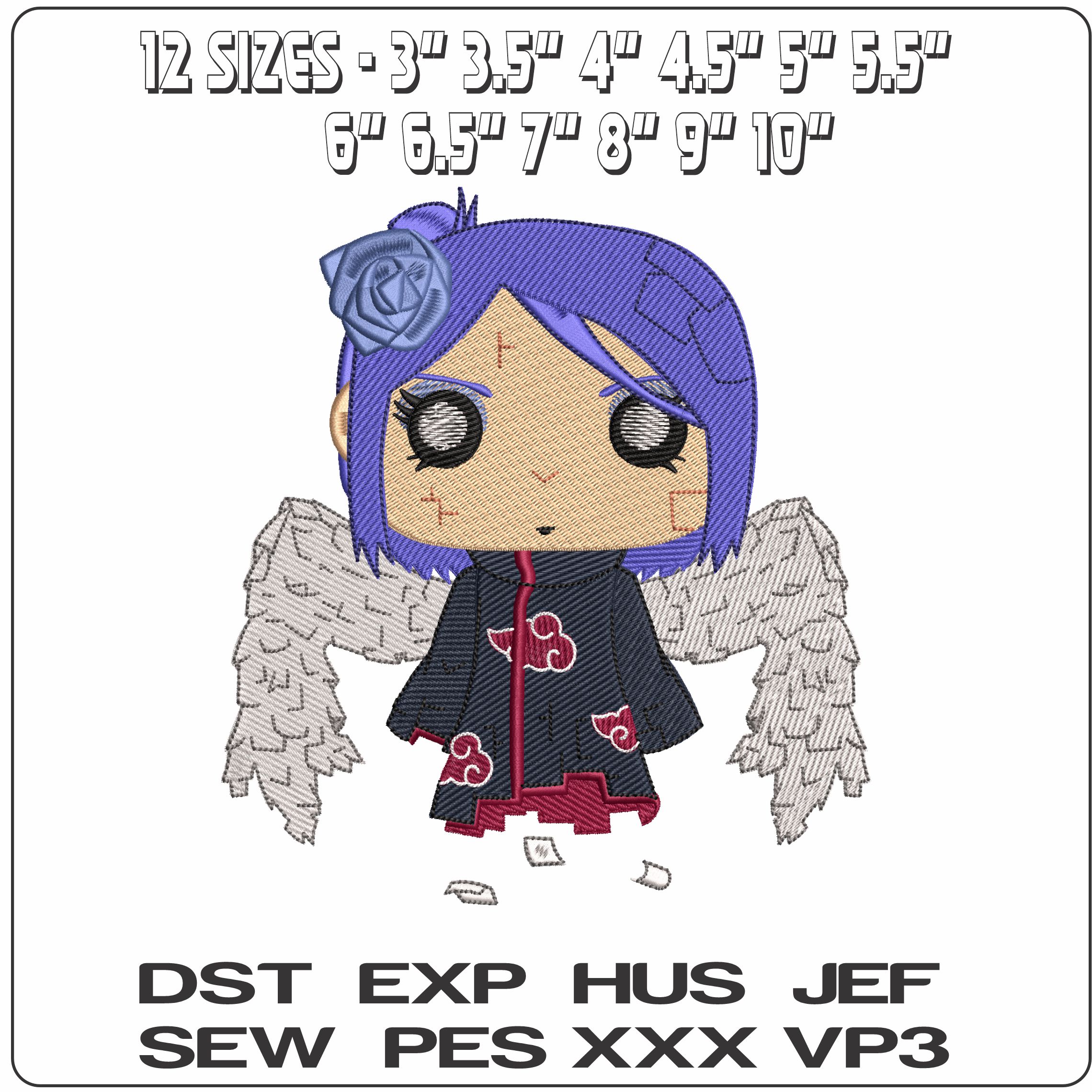 Konan Vinyl Funko Pop Naruto Anime  - Elegant embroidery design file - instant download — view 2