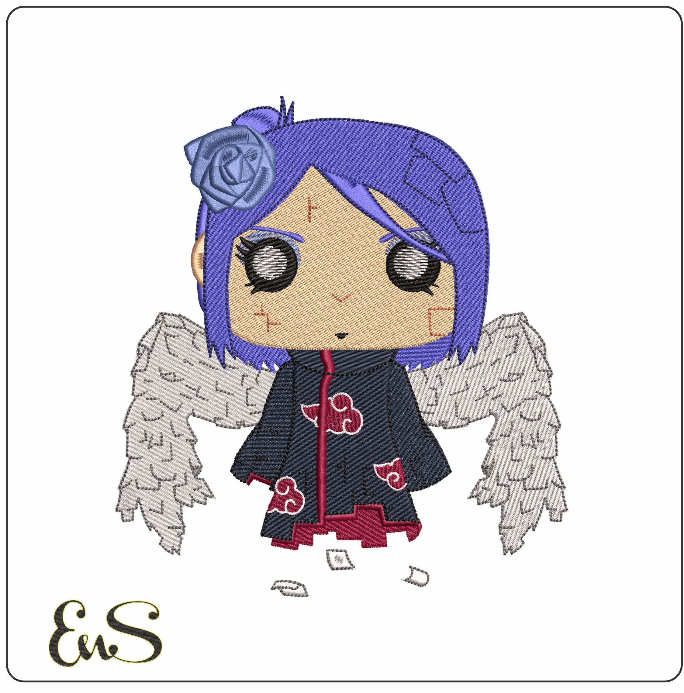 Konan Vinyl Funko Pop Naruto Anime  - Elegant embroidery design file - instant download