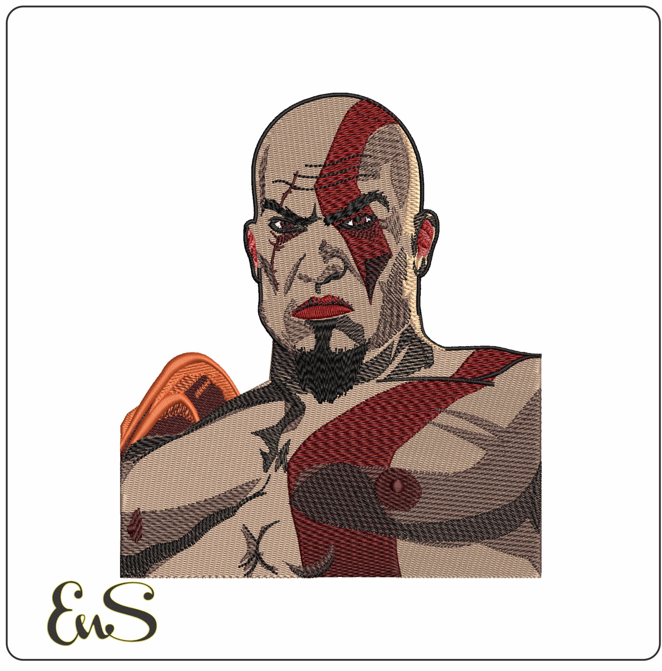Kratos Gods of War Game  - Elegant embroidery design file - instant download