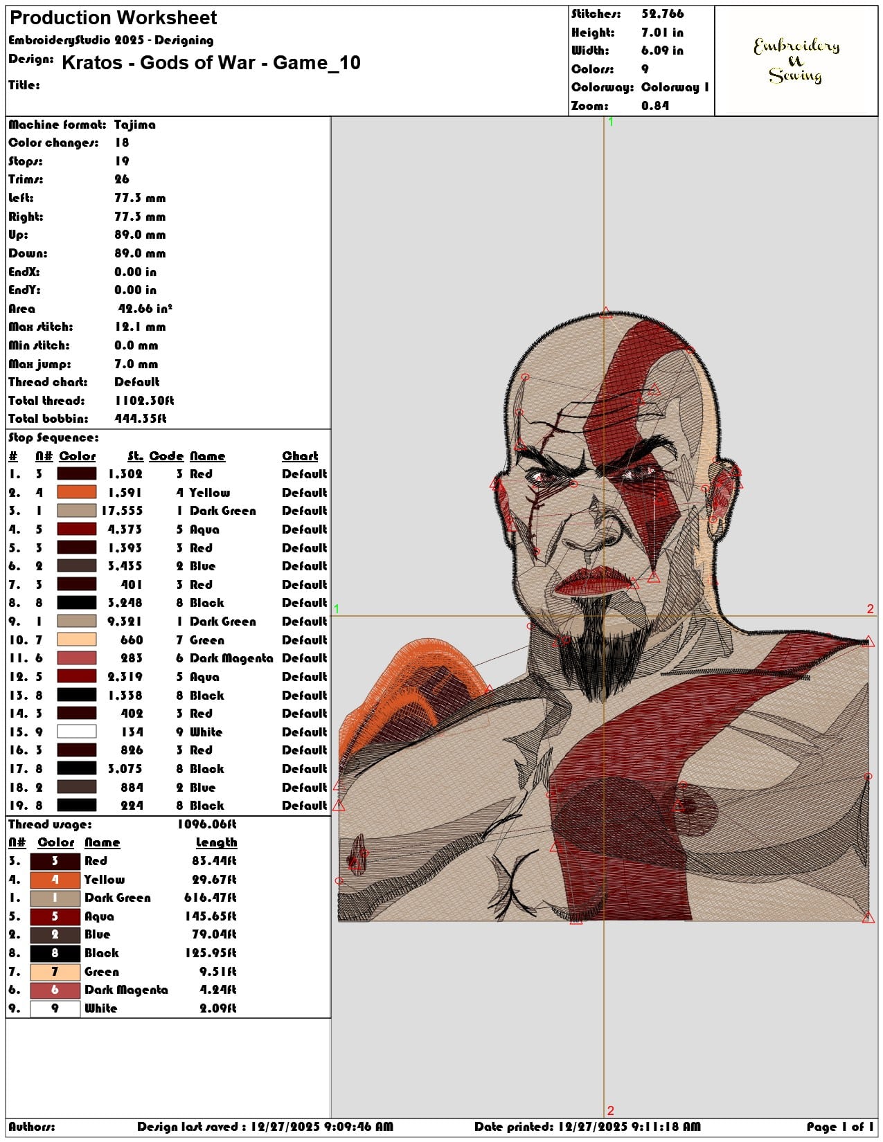 Kratos Gods of War Game  - Elegant embroidery design file - instant download — view 3