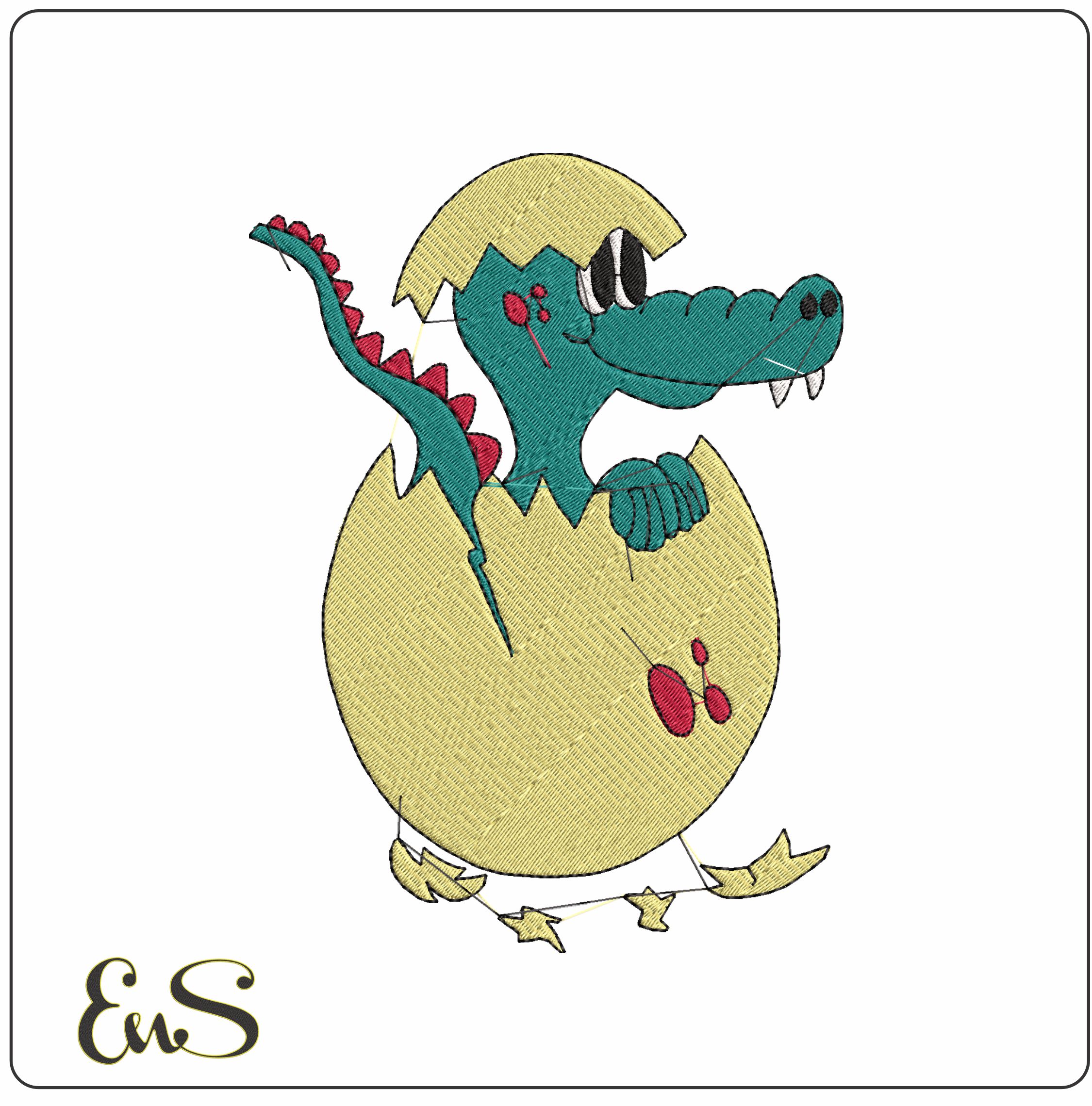 Krokodil  - Elegant embroidery design file - instant download