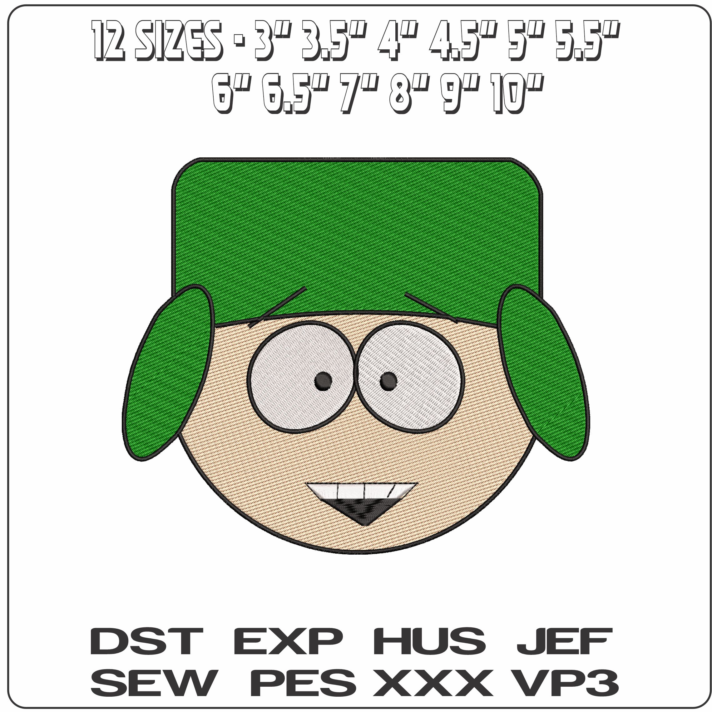 Kyle Broflovski South Park  - Elegant embroidery design file - instant download — view 2