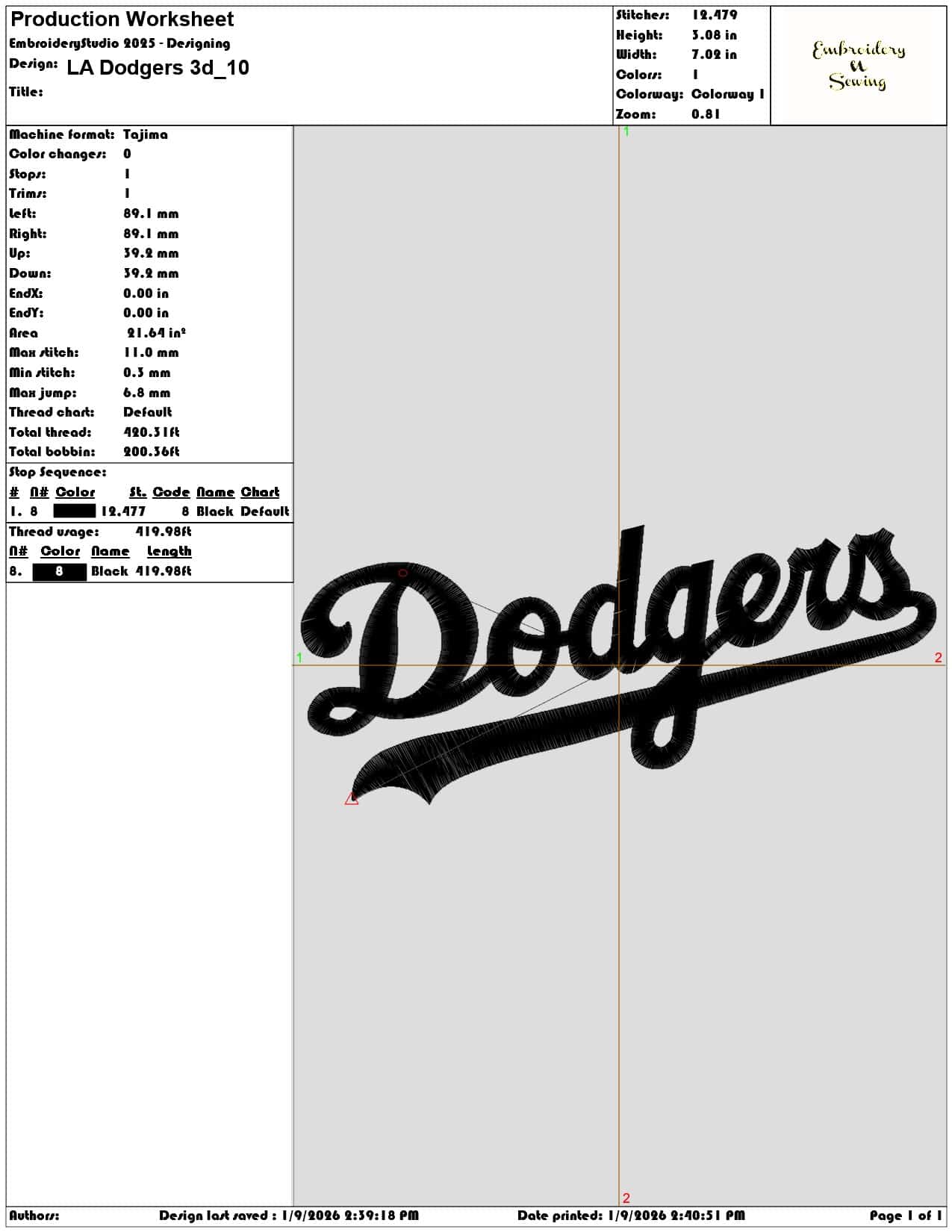 LA Dodgers 3d  - Elegant embroidery design file - instant download — view 3