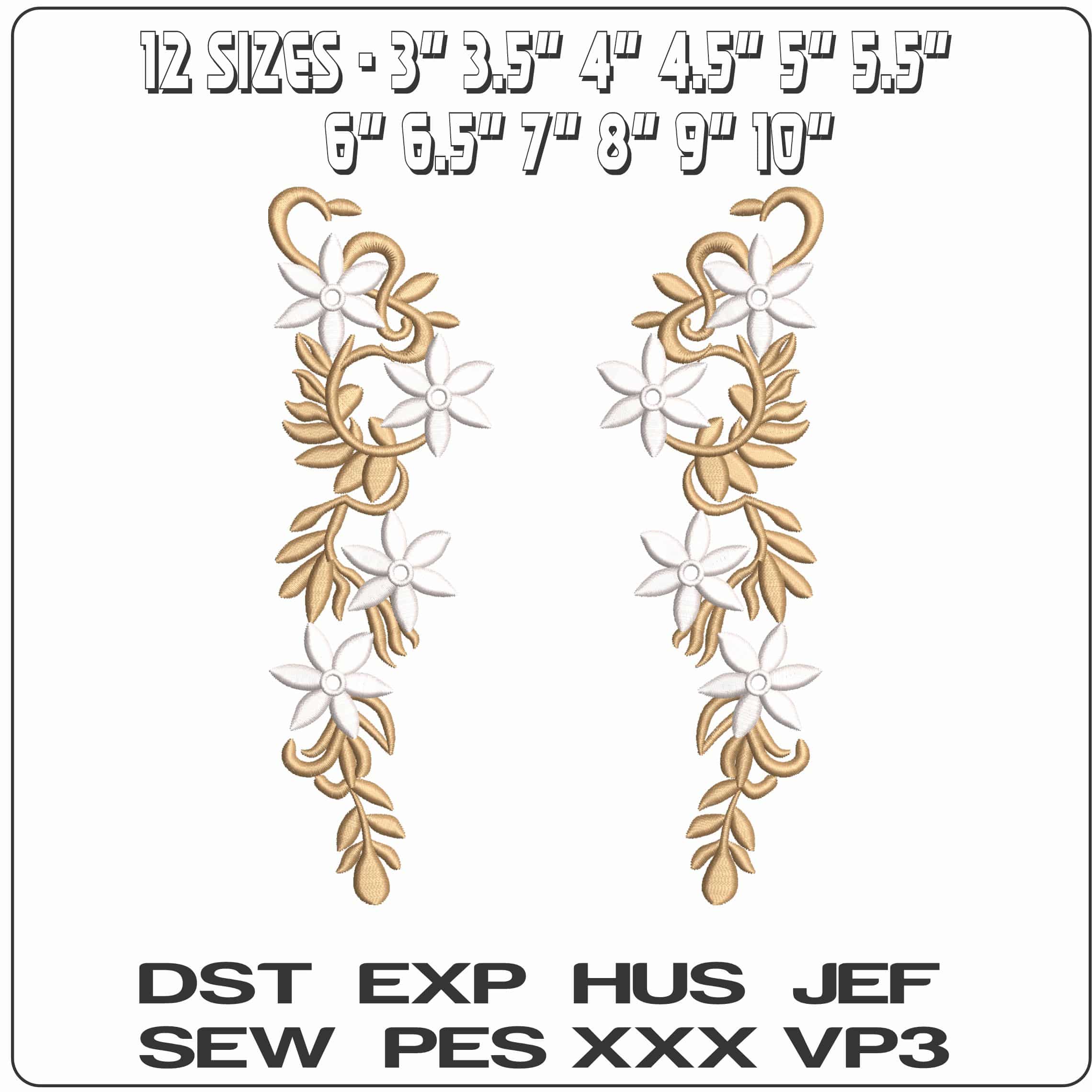 Lacie 2 color Flowers  - Elegant embroidery design file - instant download — view 2