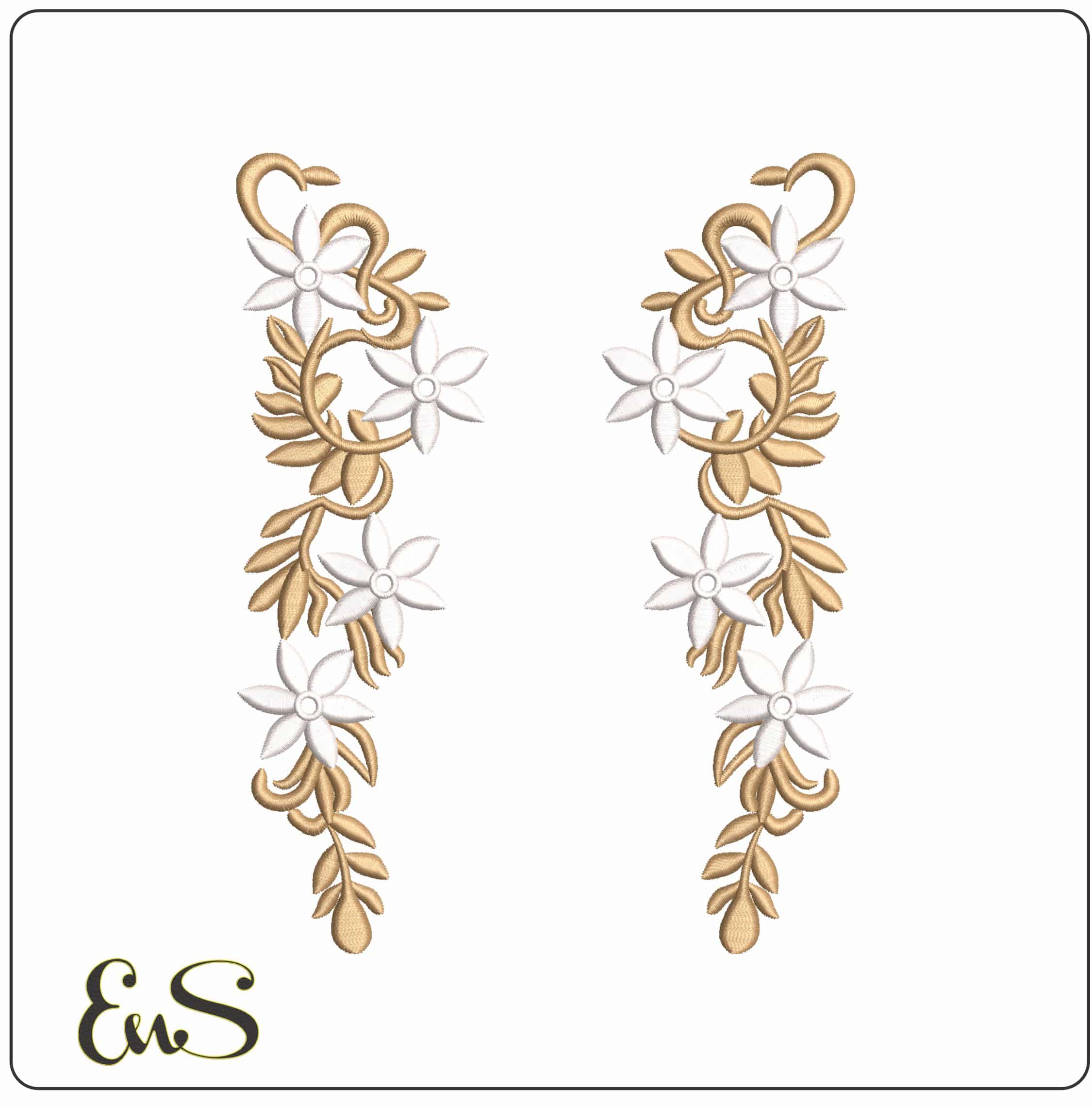 Lacie 2 color Flowers  - Elegant embroidery design file - instant download