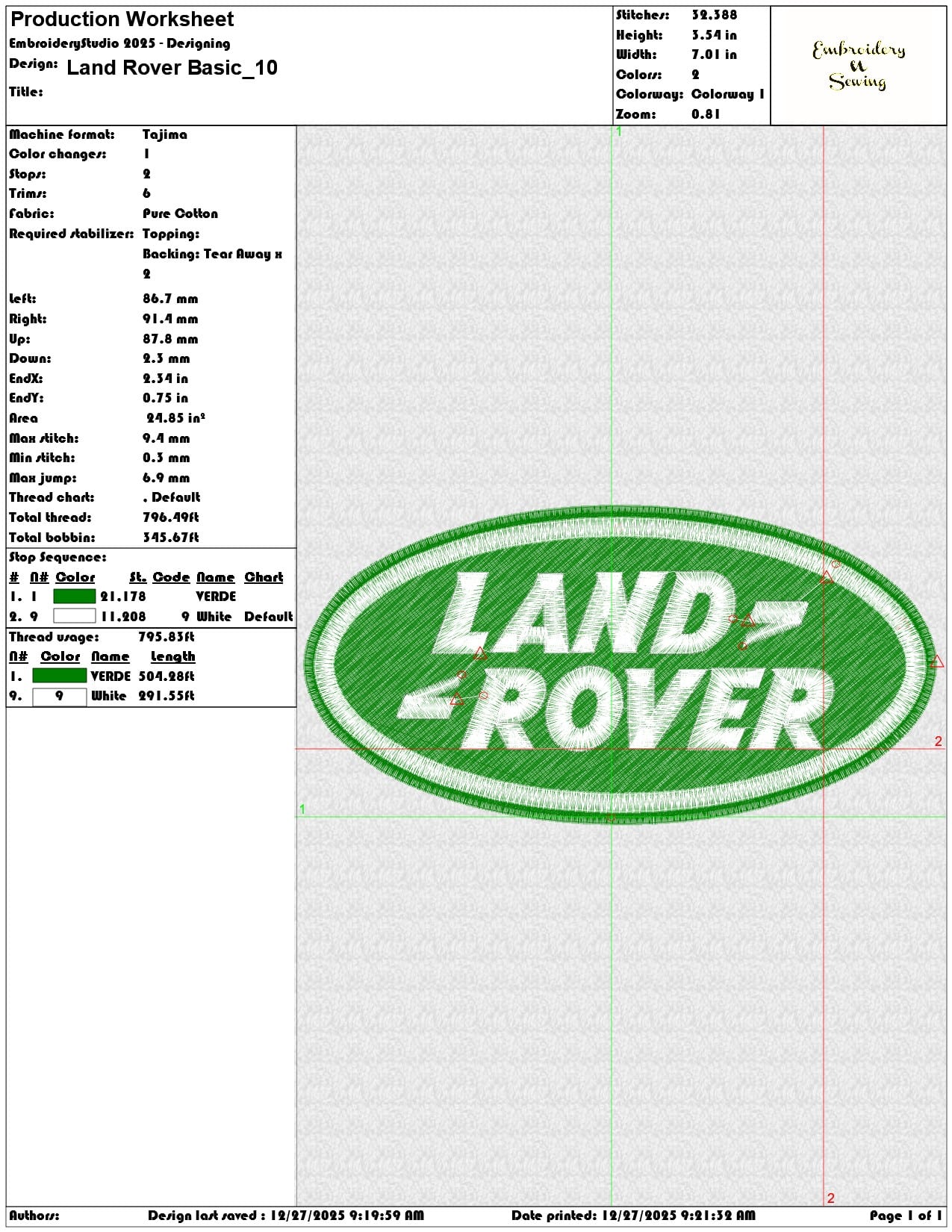Land Rover Basic  - Elegant embroidery design file - instant download — view 3