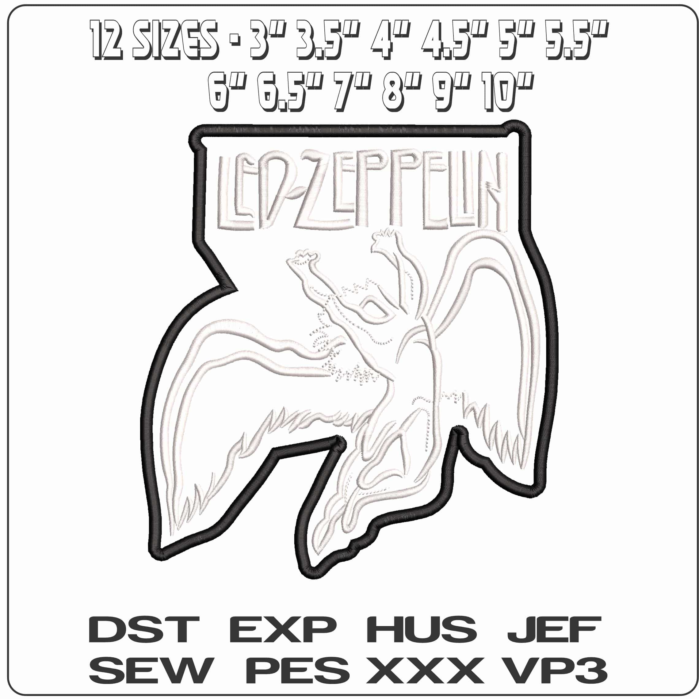 Led Zepplin  - Elegant embroidery design file - instant download — view 2