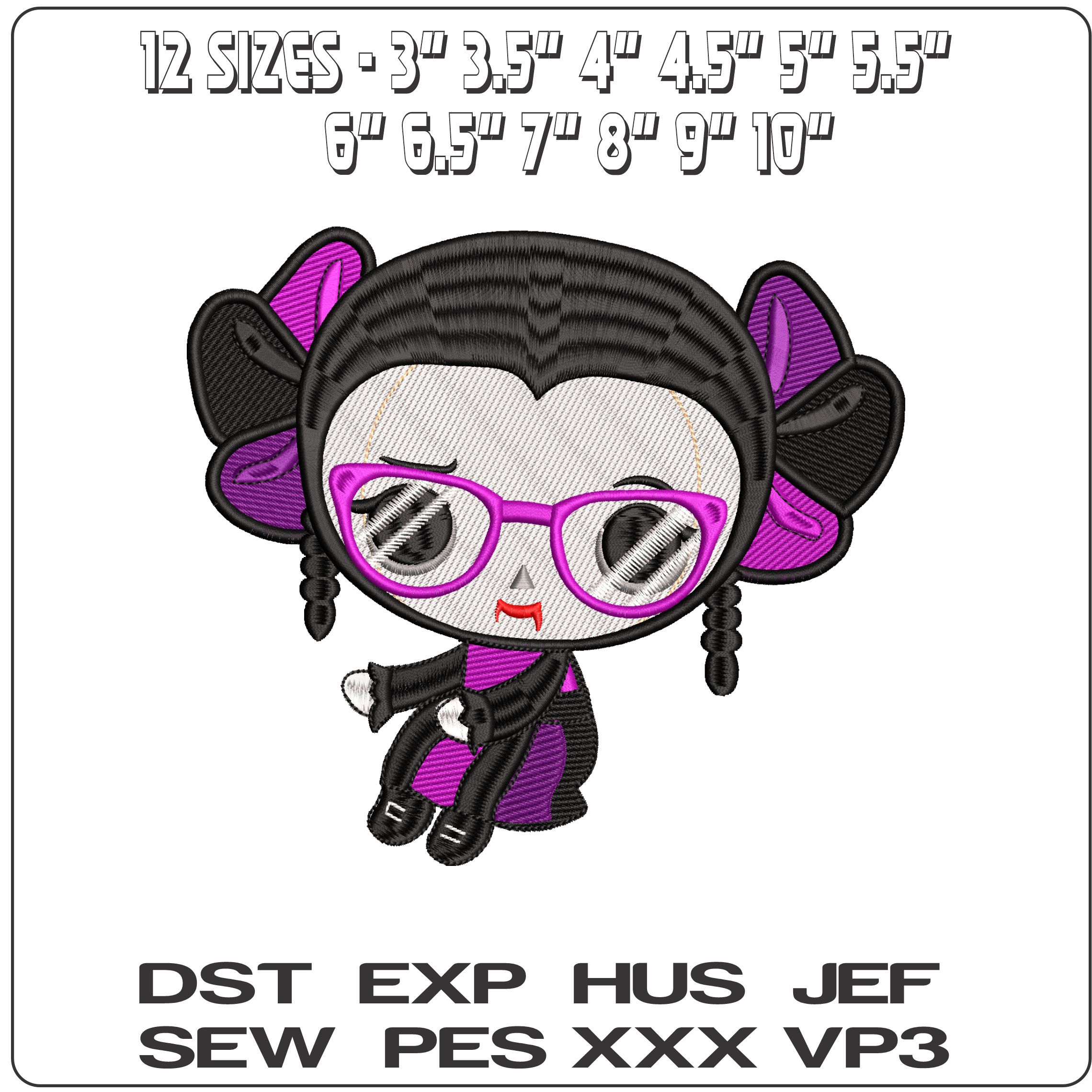 Lele Vampire  - Elegant embroidery design file - instant download — view 2