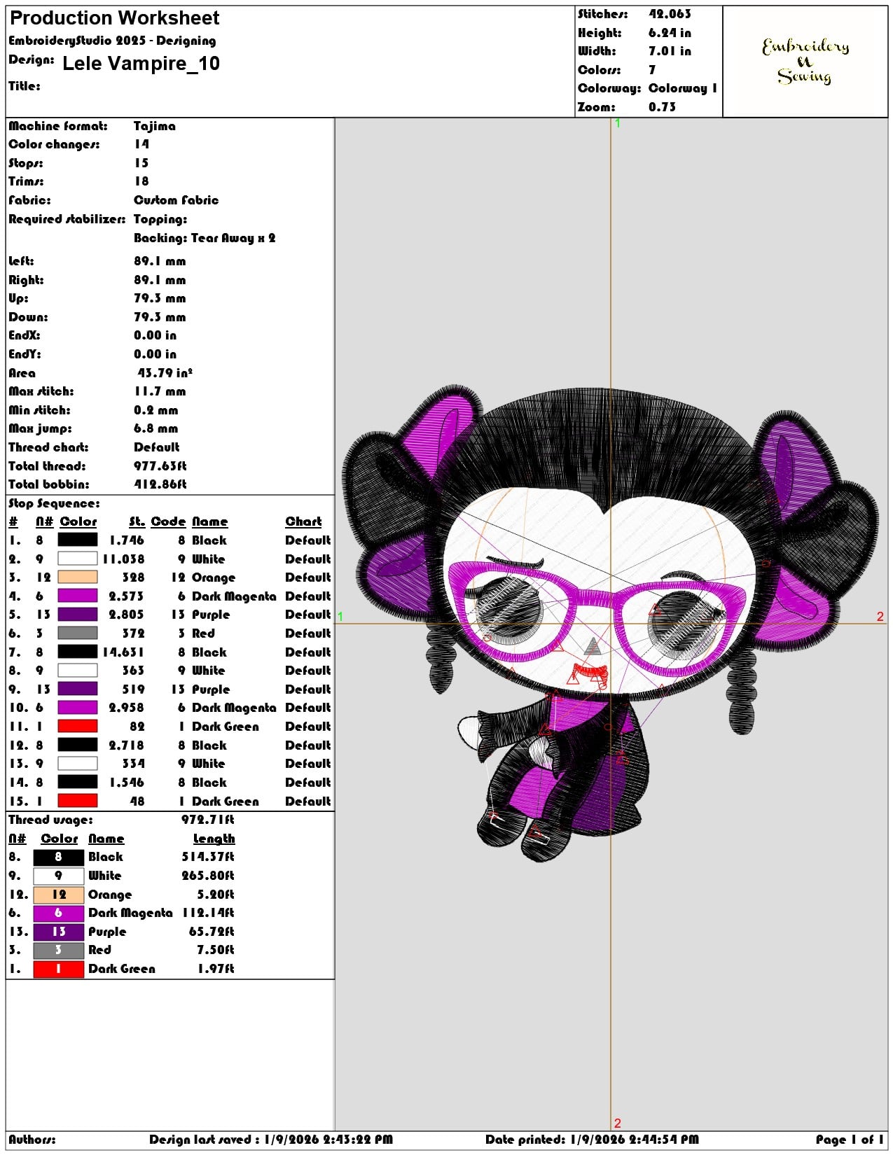 Lele Vampire  - Elegant embroidery design file - instant download — view 3