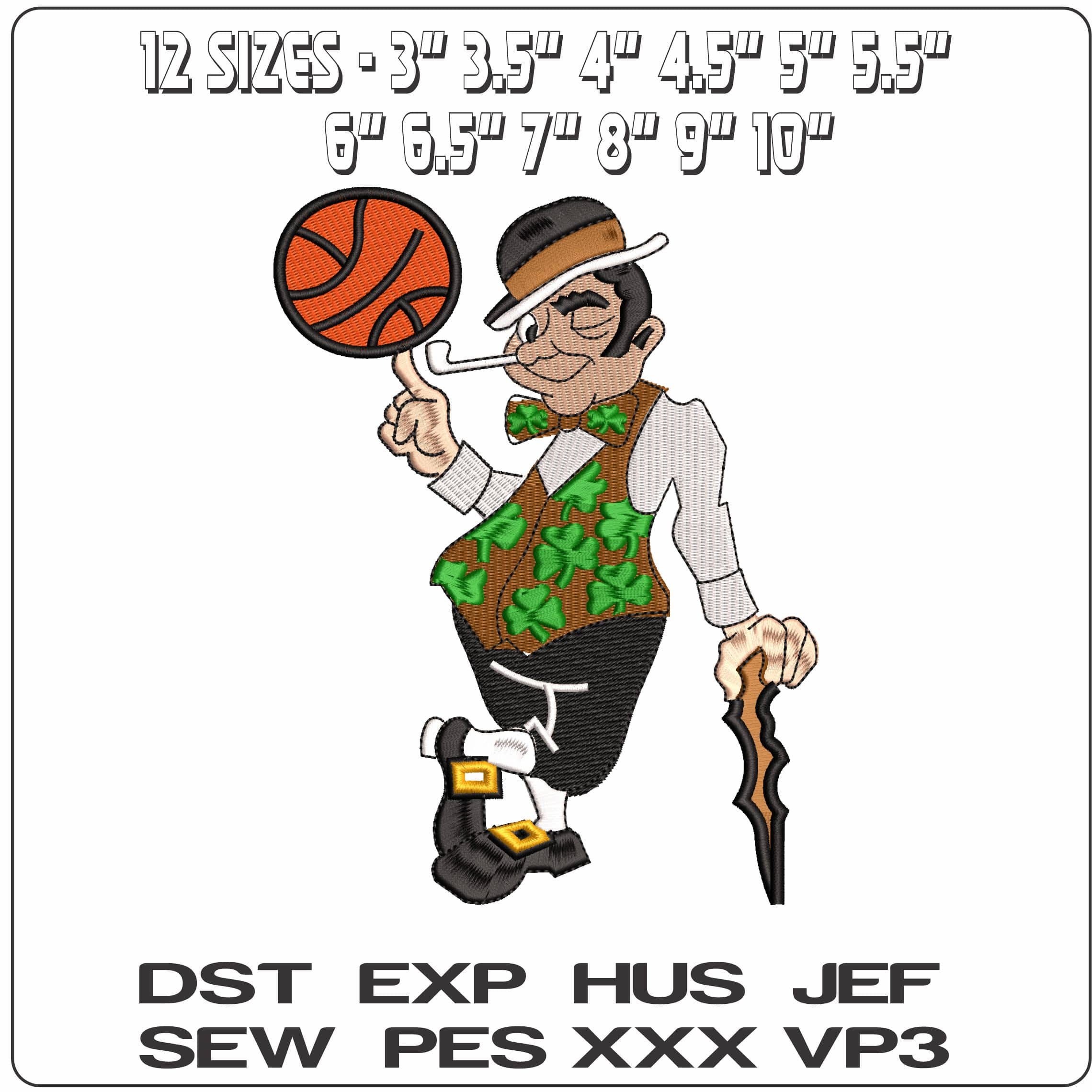 Leprachaun Boston Celtics  - Elegant embroidery design file - instant download — view 2