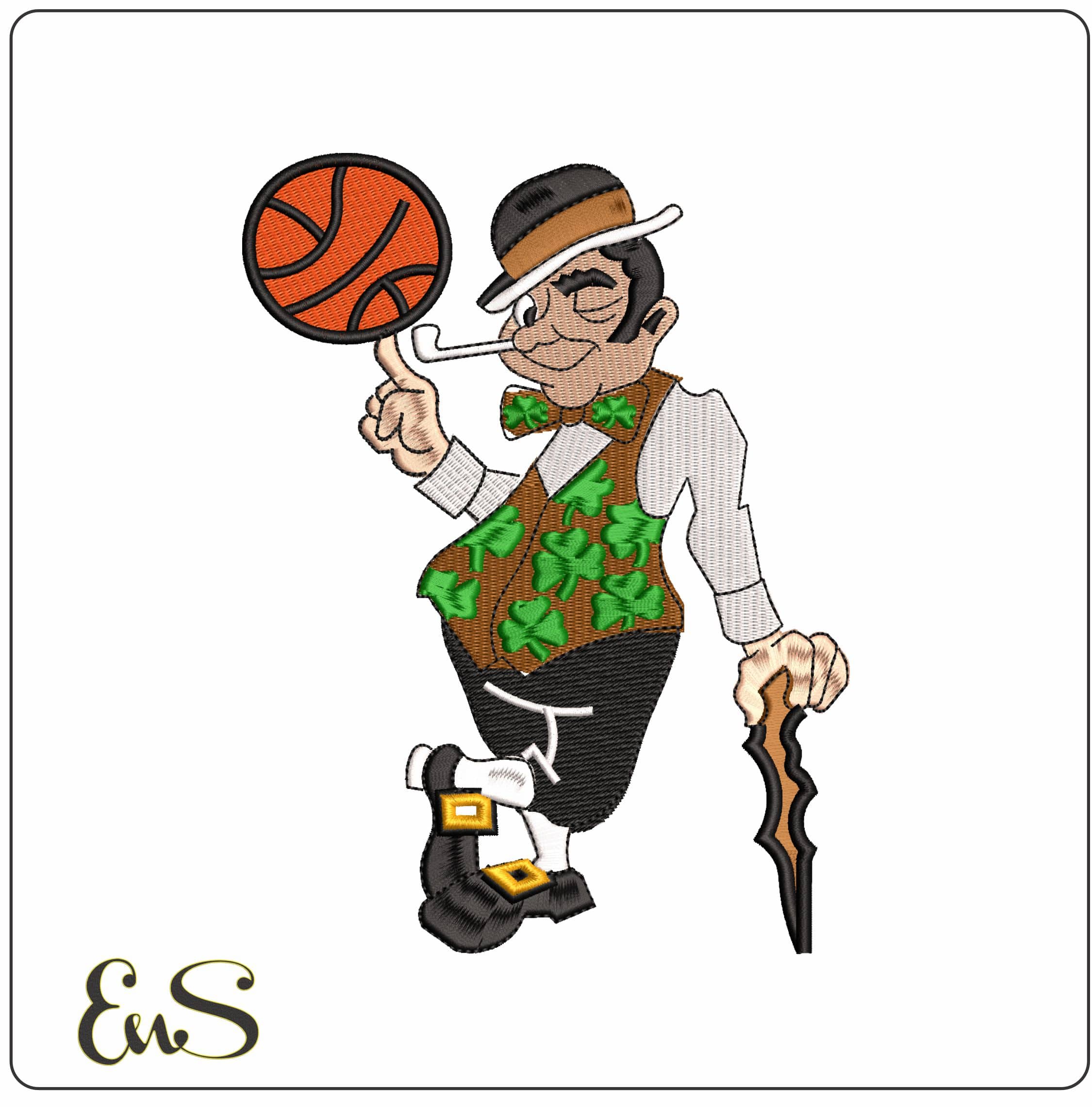 Leprachaun Boston Celtics  - Elegant embroidery design file - instant download