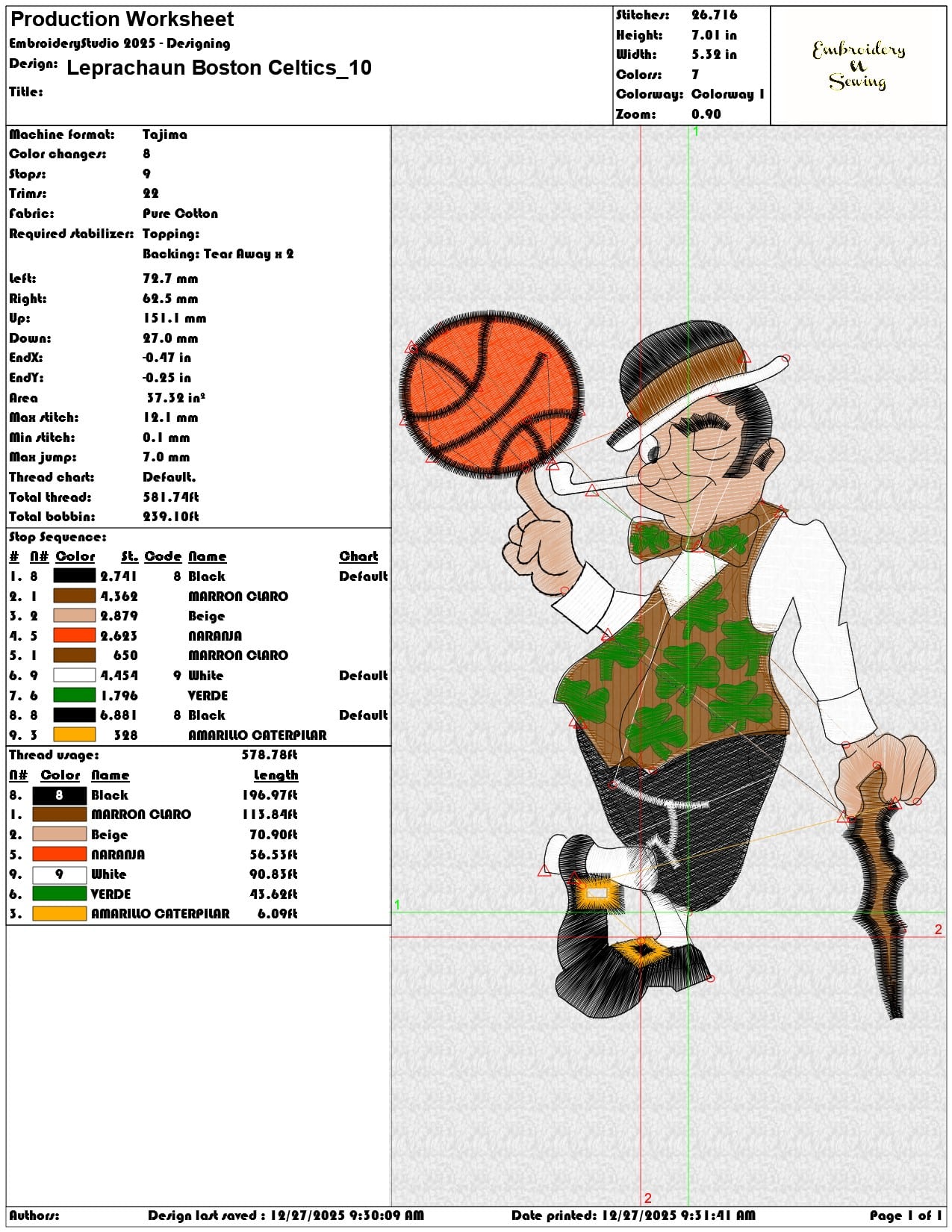 Leprachaun Boston Celtics  - Elegant embroidery design file - instant download — view 3
