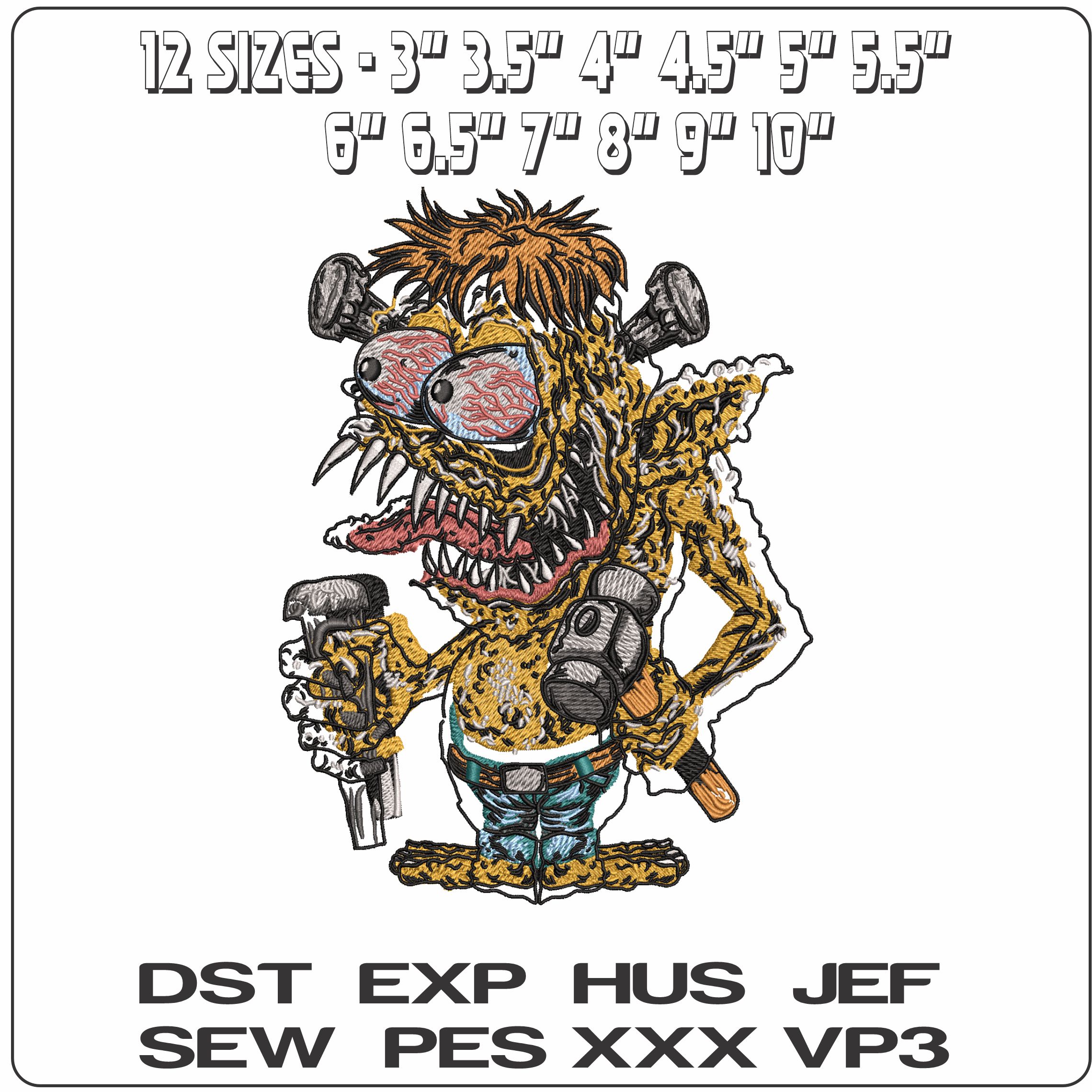 Lethal Theat Skool of Hard Knocks Monster  - Elegant embroidery design file - instant download — view 2