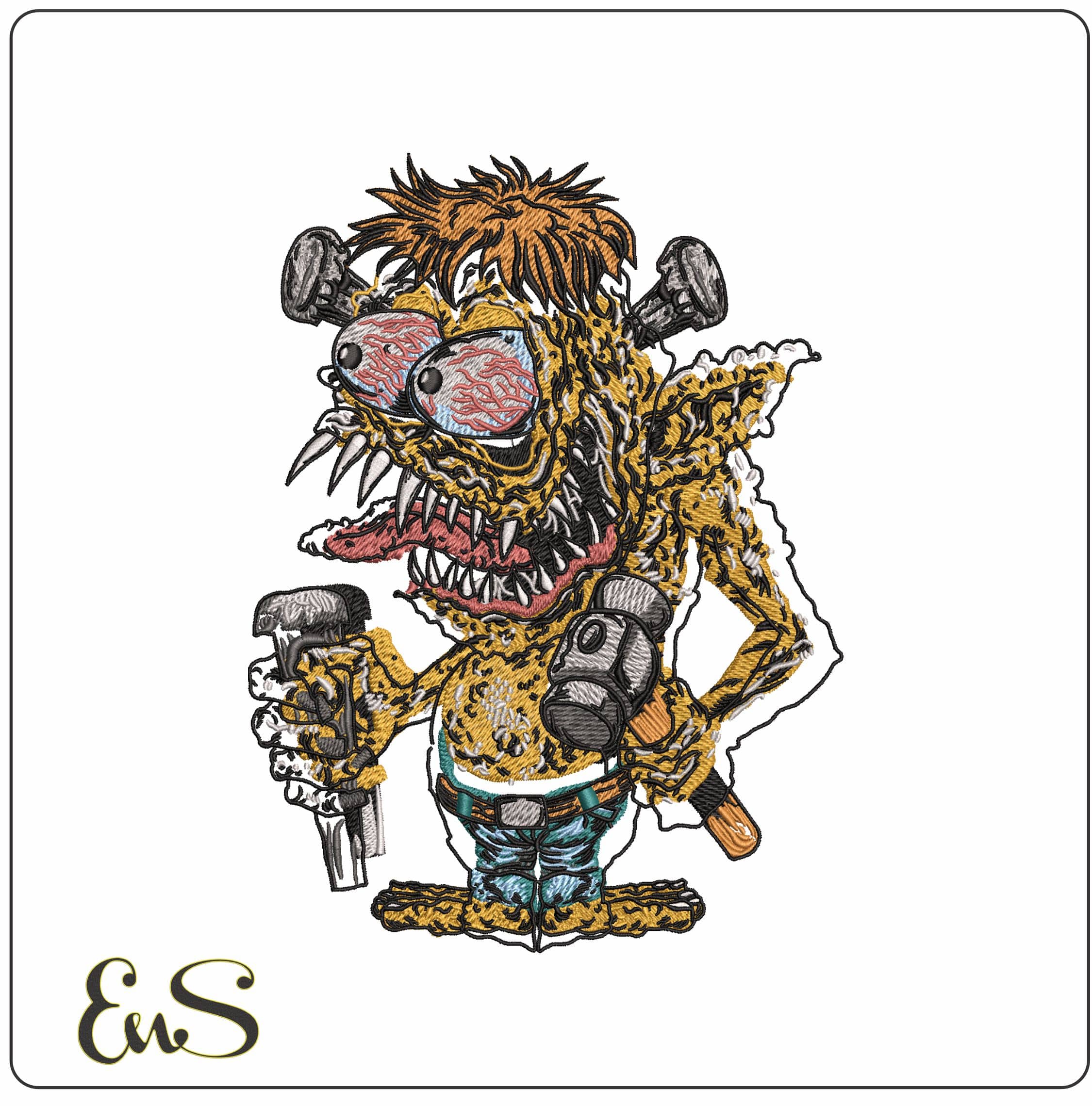 Lethal Theat Skool of Hard Knocks Monster  - Elegant embroidery design file - instant download