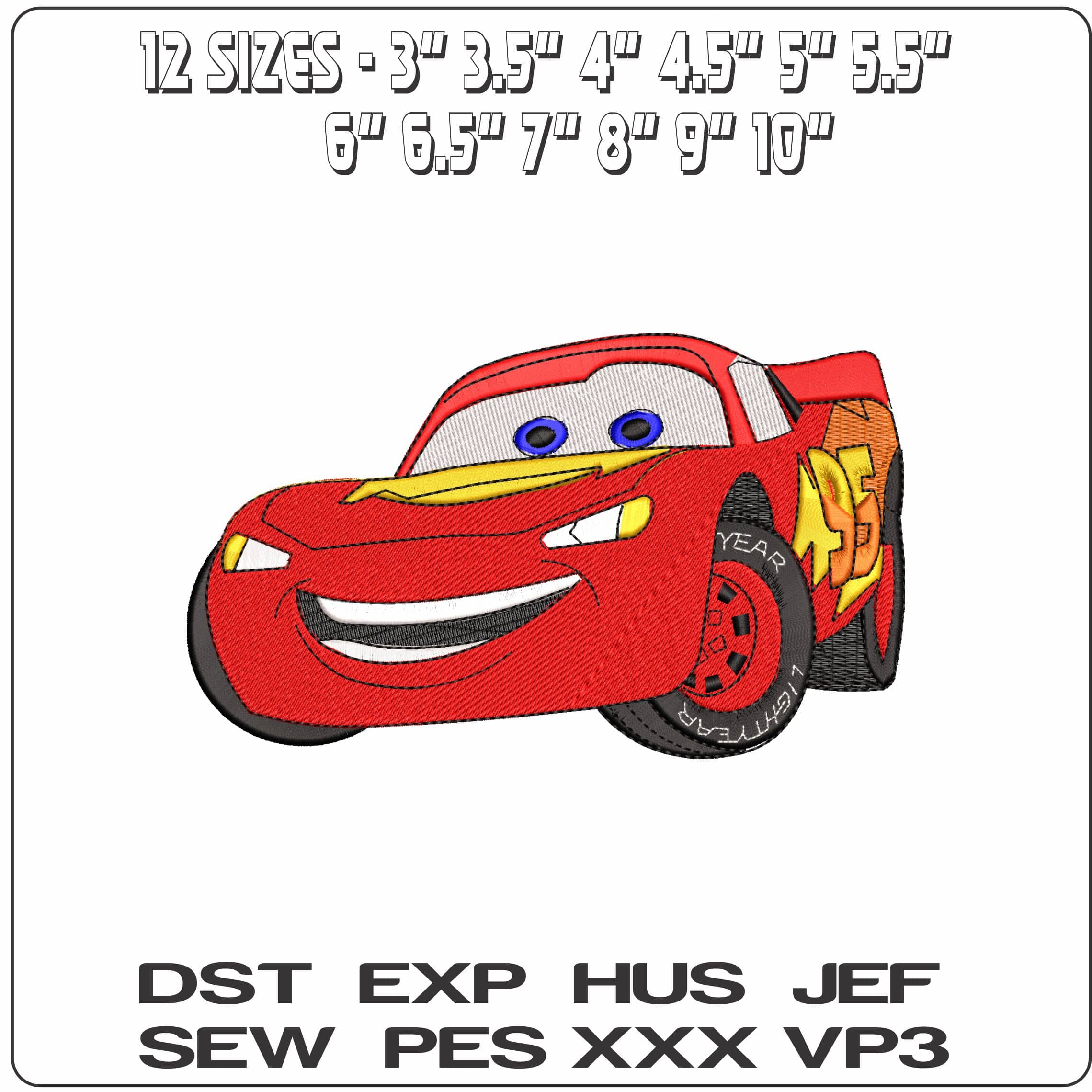 Lightning McQueen Cars  - Elegant embroidery design file - instant download — view 2