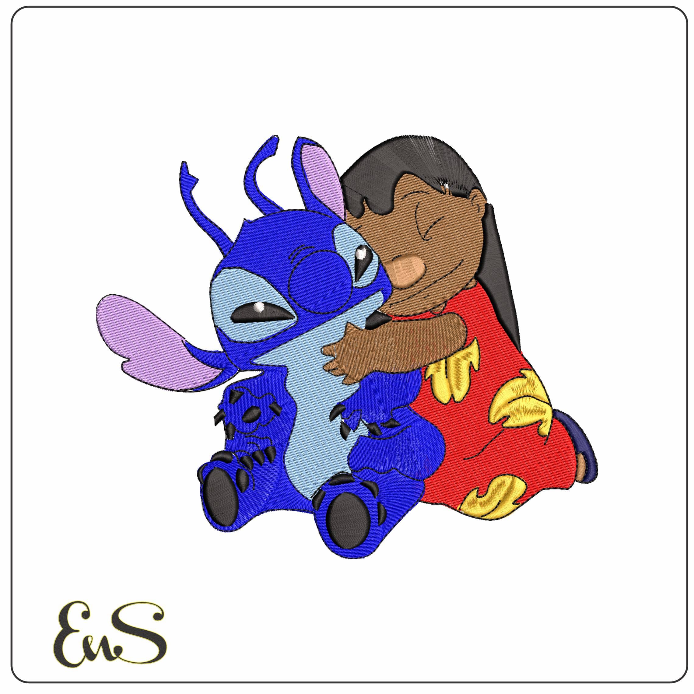 Lilo Pelekai hug Stitch  - Elegant embroidery design file - instant download