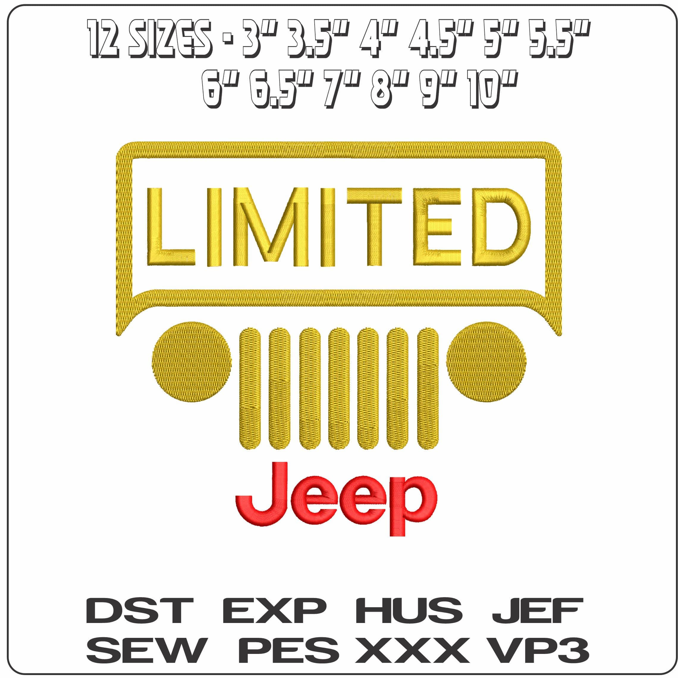 Limited Jeep Grille  - Elegant embroidery design file - instant download — view 2