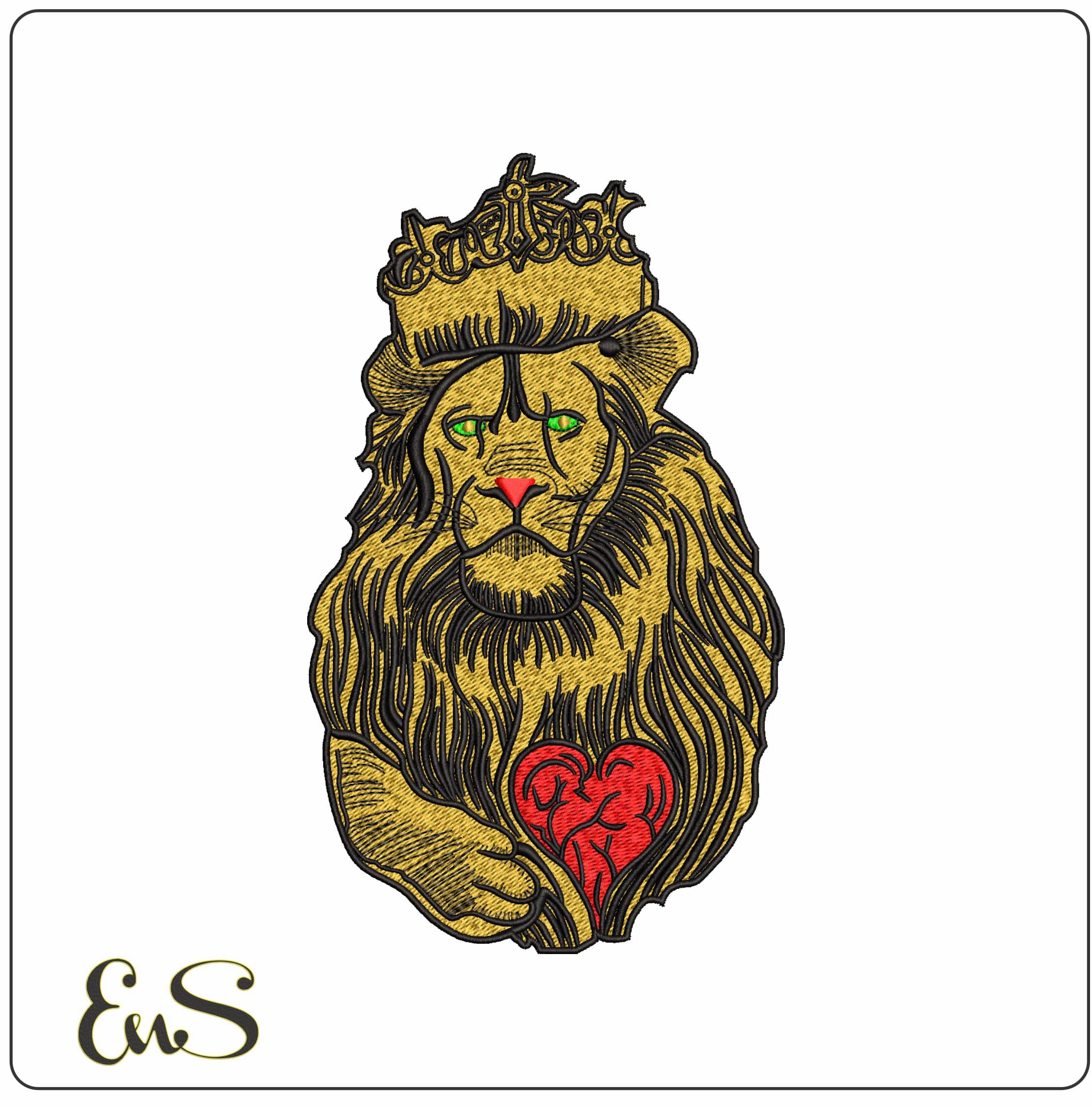 Lion gets Heart Wizard of Oz  - Elegant embroidery design file - instant download