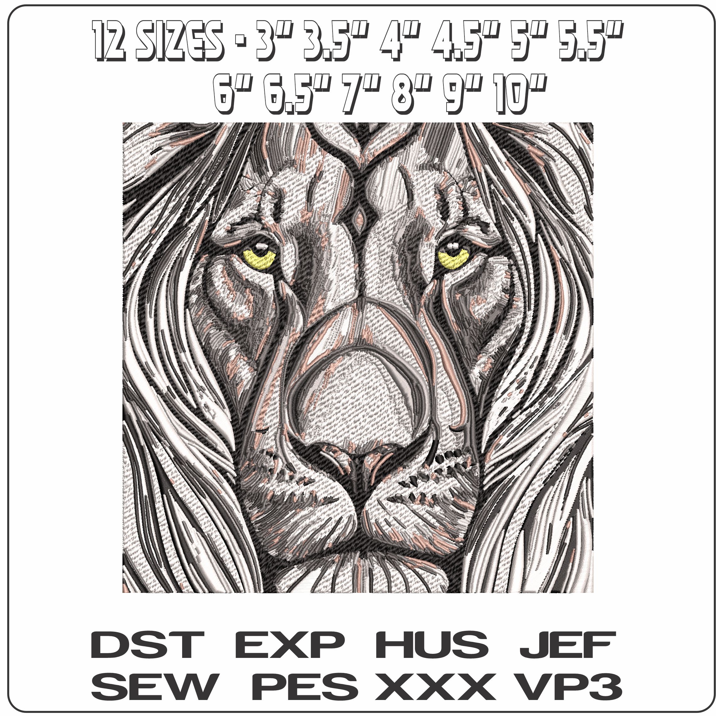 Lion head Intense  - Elegant embroidery design file - instant download — view 2