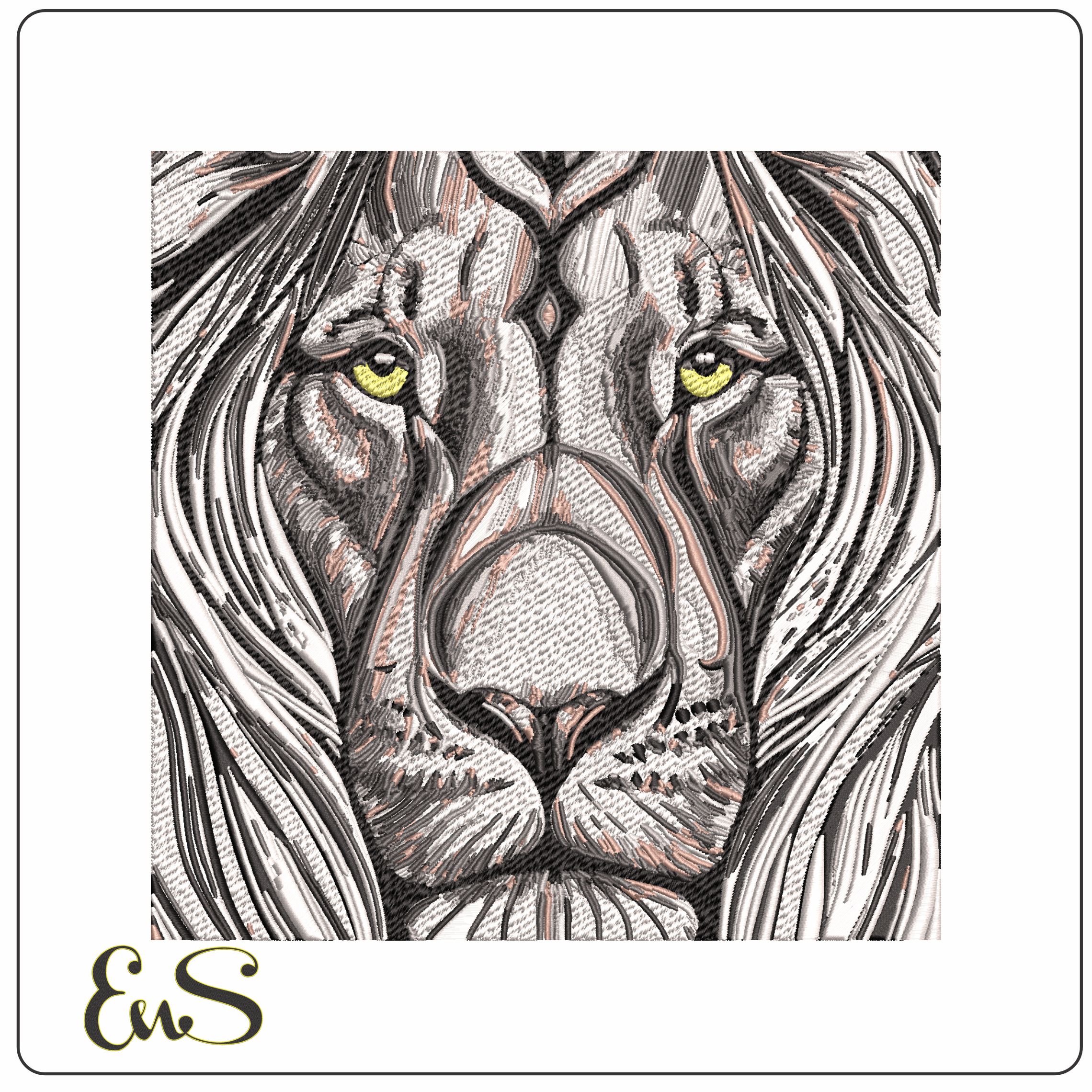 Lion head Intense  - Elegant embroidery design file - instant download