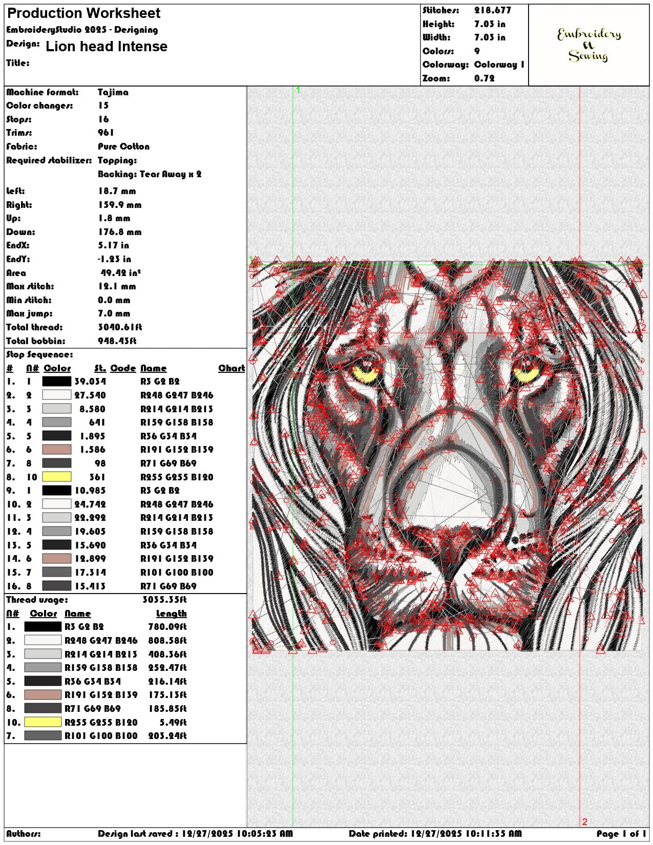 Lion head Intense  - Elegant embroidery design file - instant download — view 3