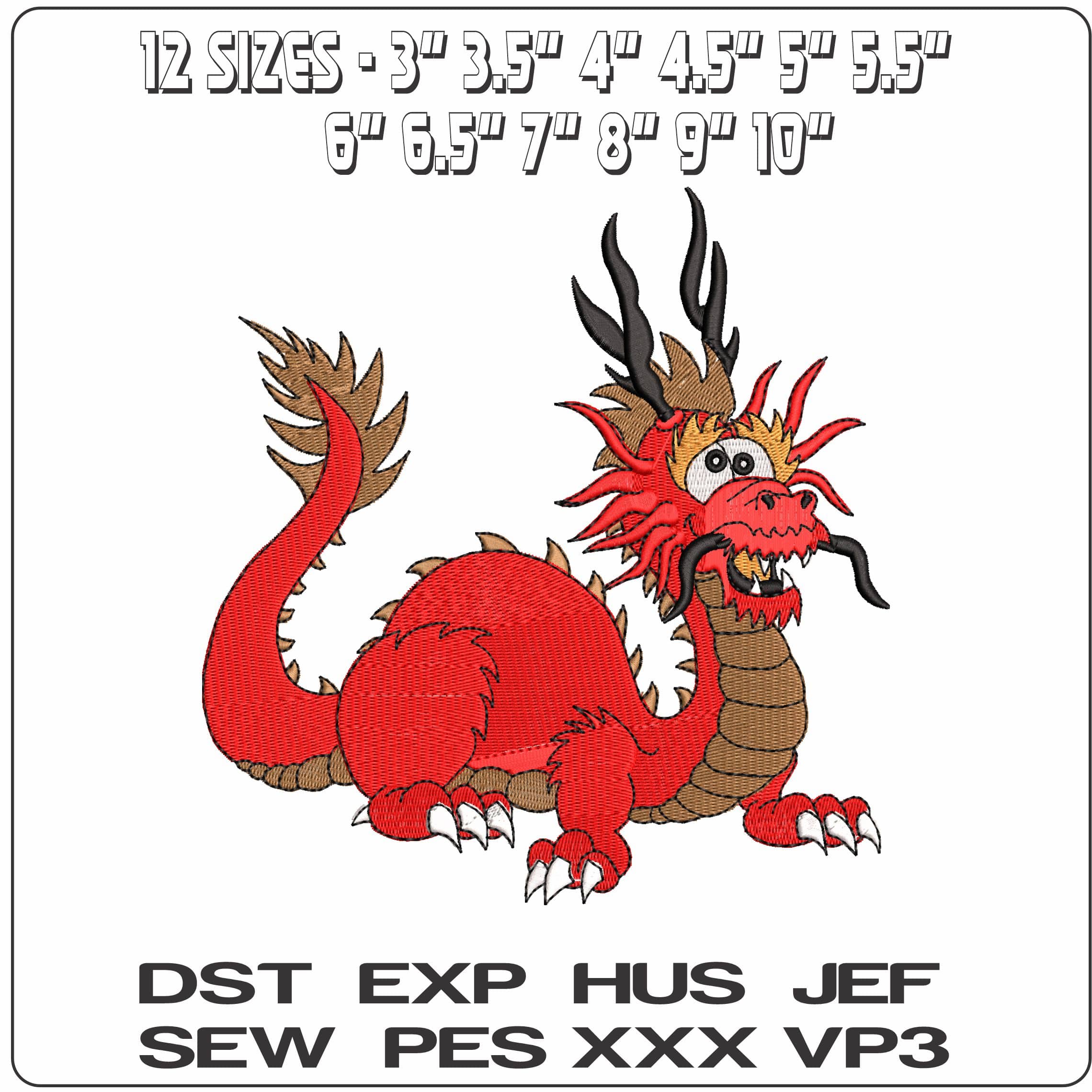 Liu Chien Dragon  - Elegant embroidery design file - instant download — view 2