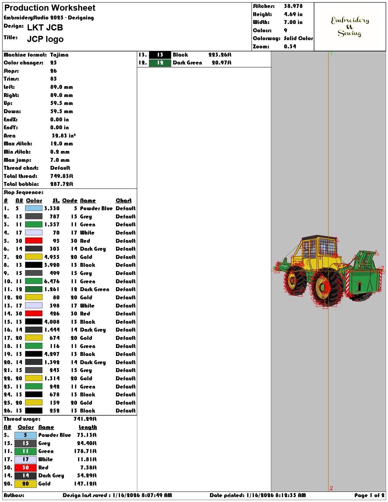 LKT JCB  - Elegant embroidery design file - instant download — view 3