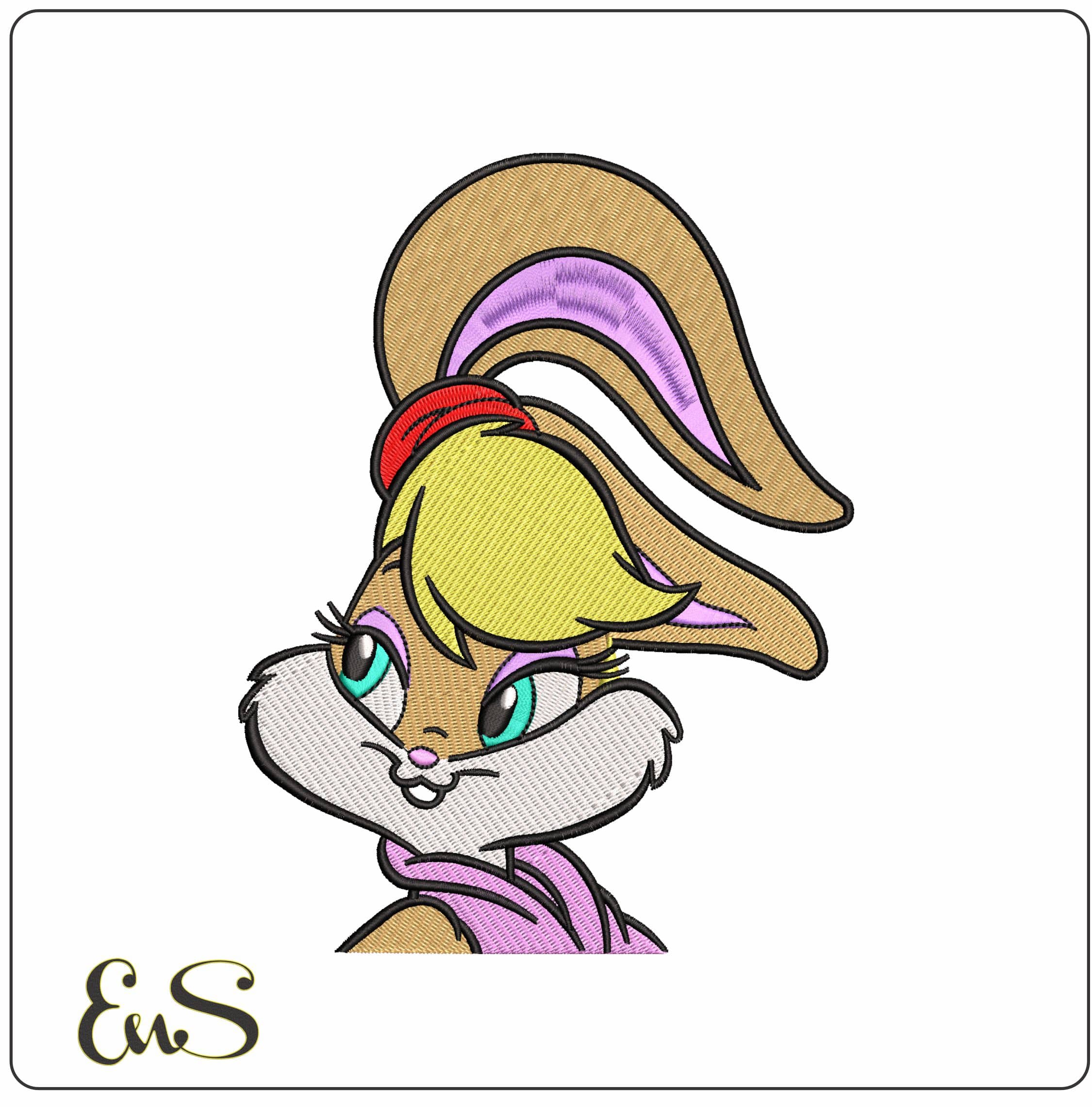 Lola Bunny Head Looney Tunes  - Elegant embroidery design file - instant download