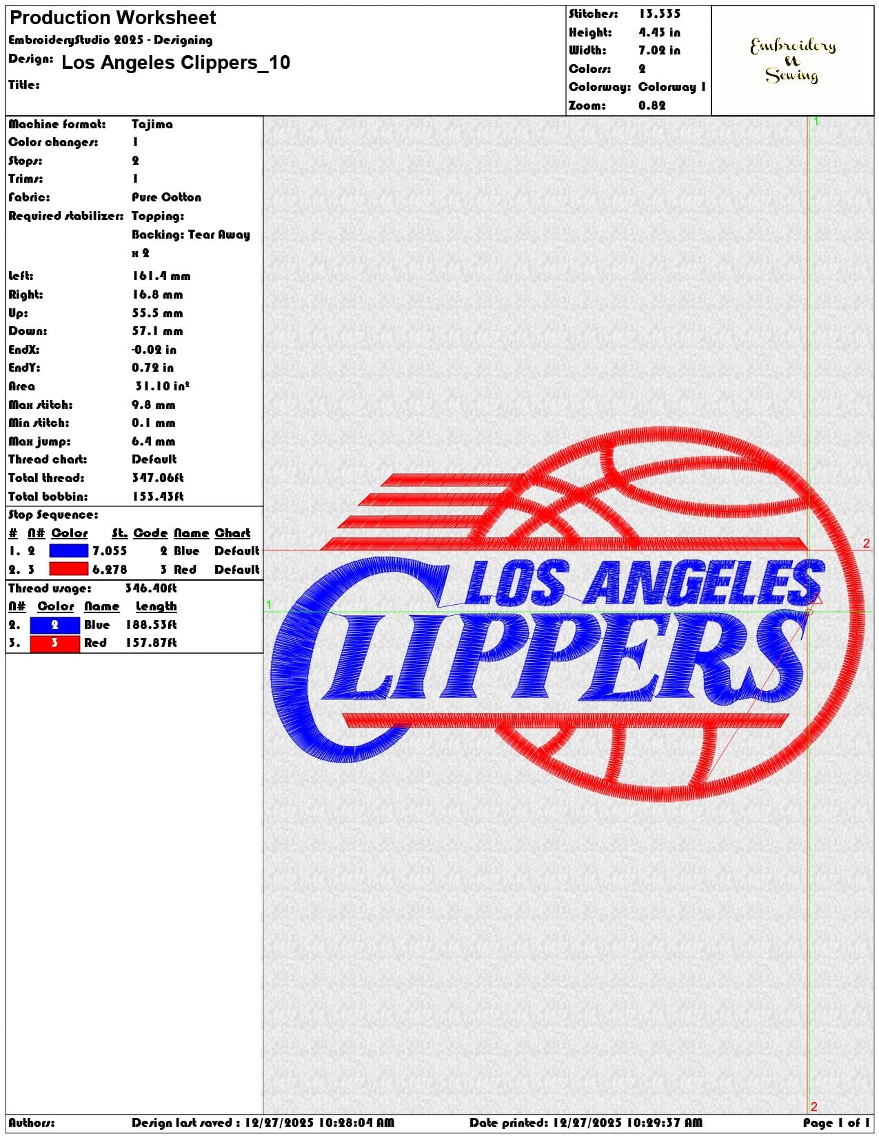 Los Angeles Clippers  - Elegant embroidery design file - instant download — view 3