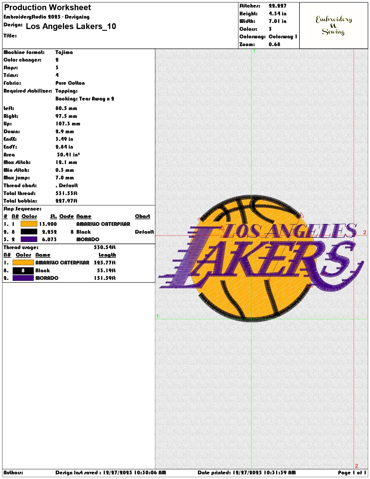 Los Angeles Lakers  - Elegant embroidery design file - instant download — view 3
