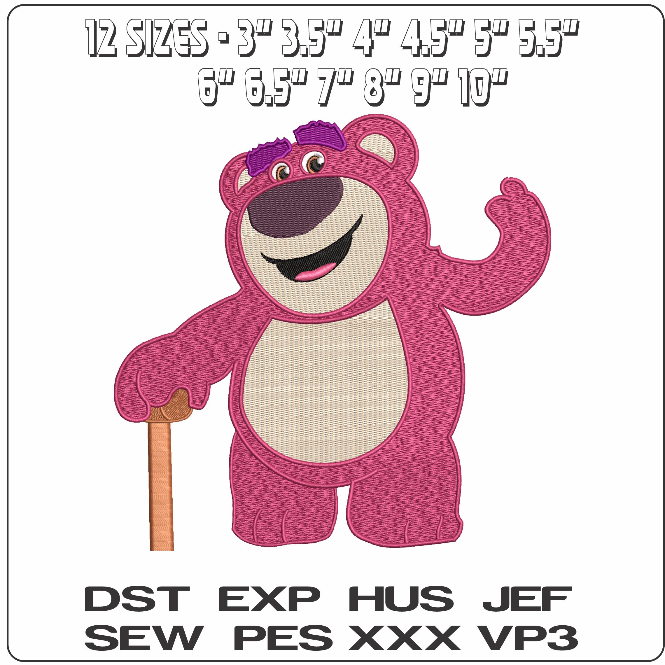 Lotso Teddy Toy Story 3 Cartoon  - Elegant embroidery design file - instant download — view 2