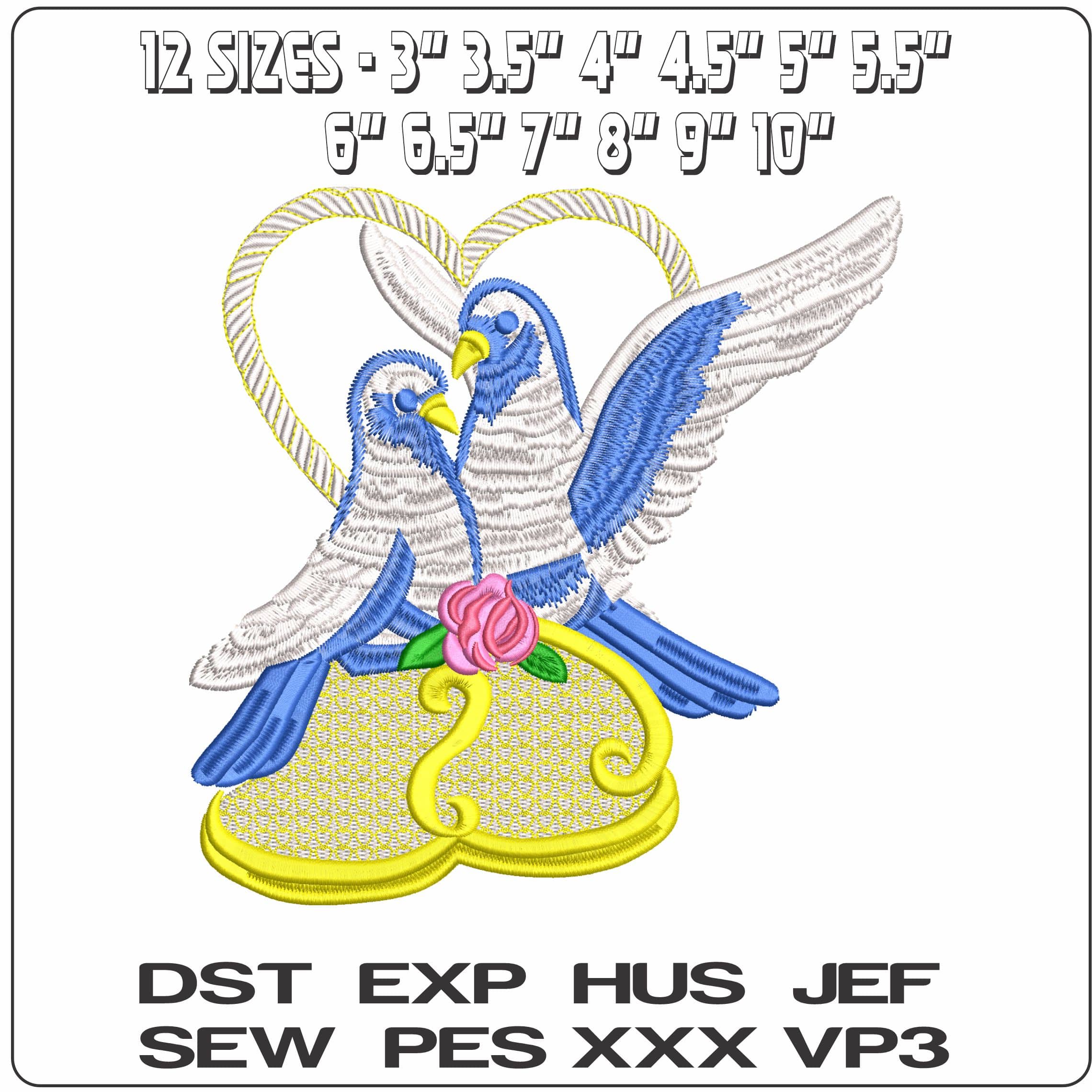 Love Birds  - Elegant embroidery design file - instant download — view 2