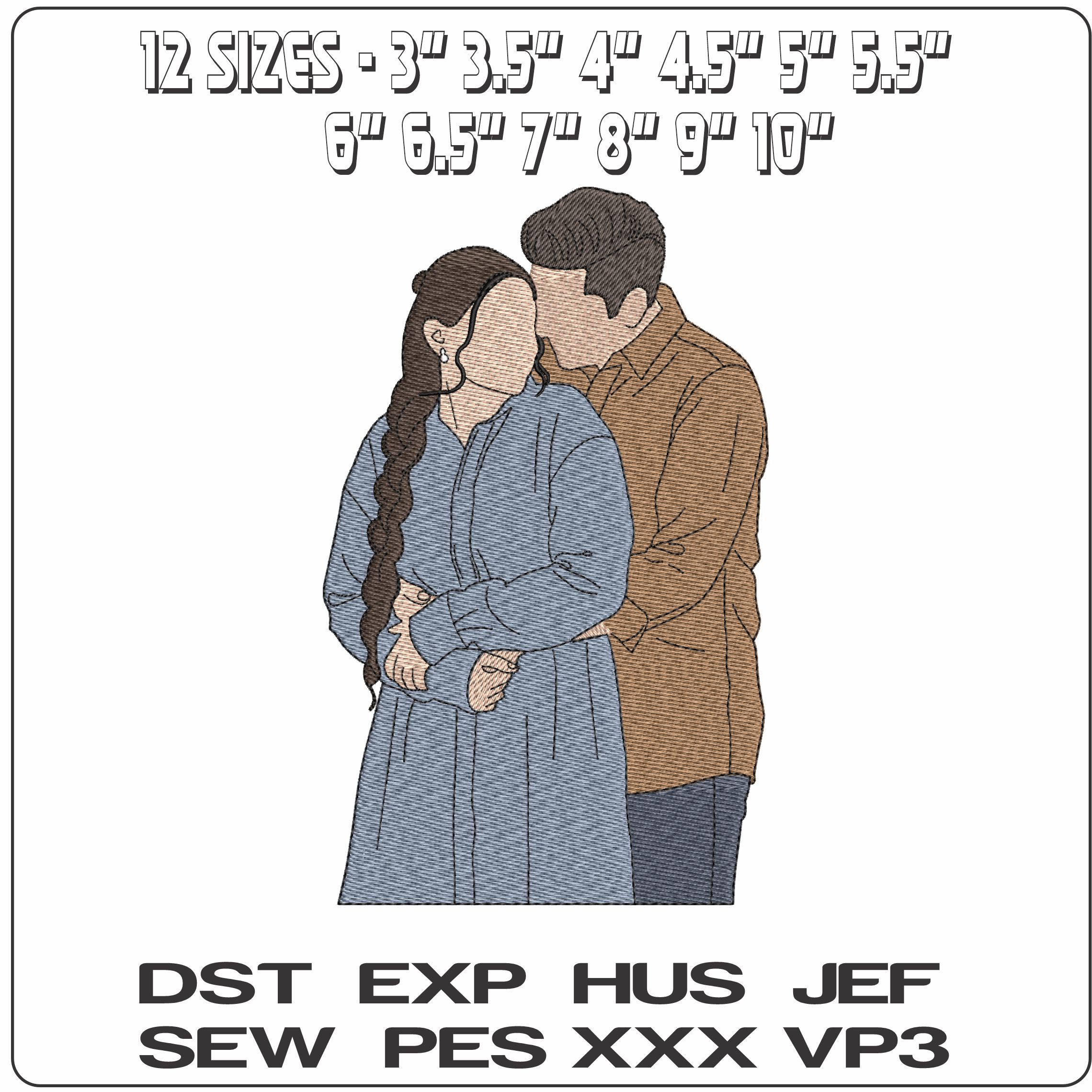 Loving Couple  - Elegant embroidery design file - instant download — view 2
