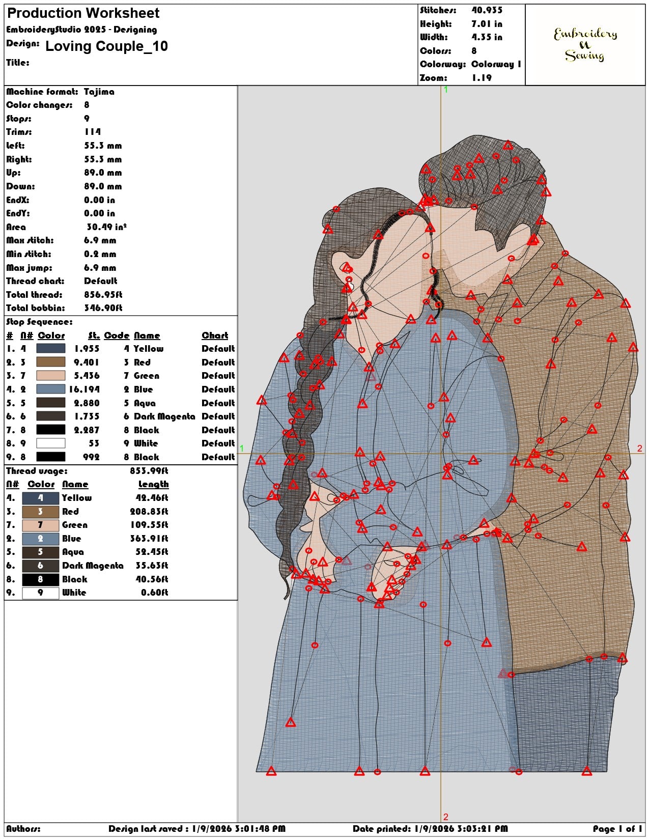 Loving Couple  - Elegant embroidery design file - instant download — view 3