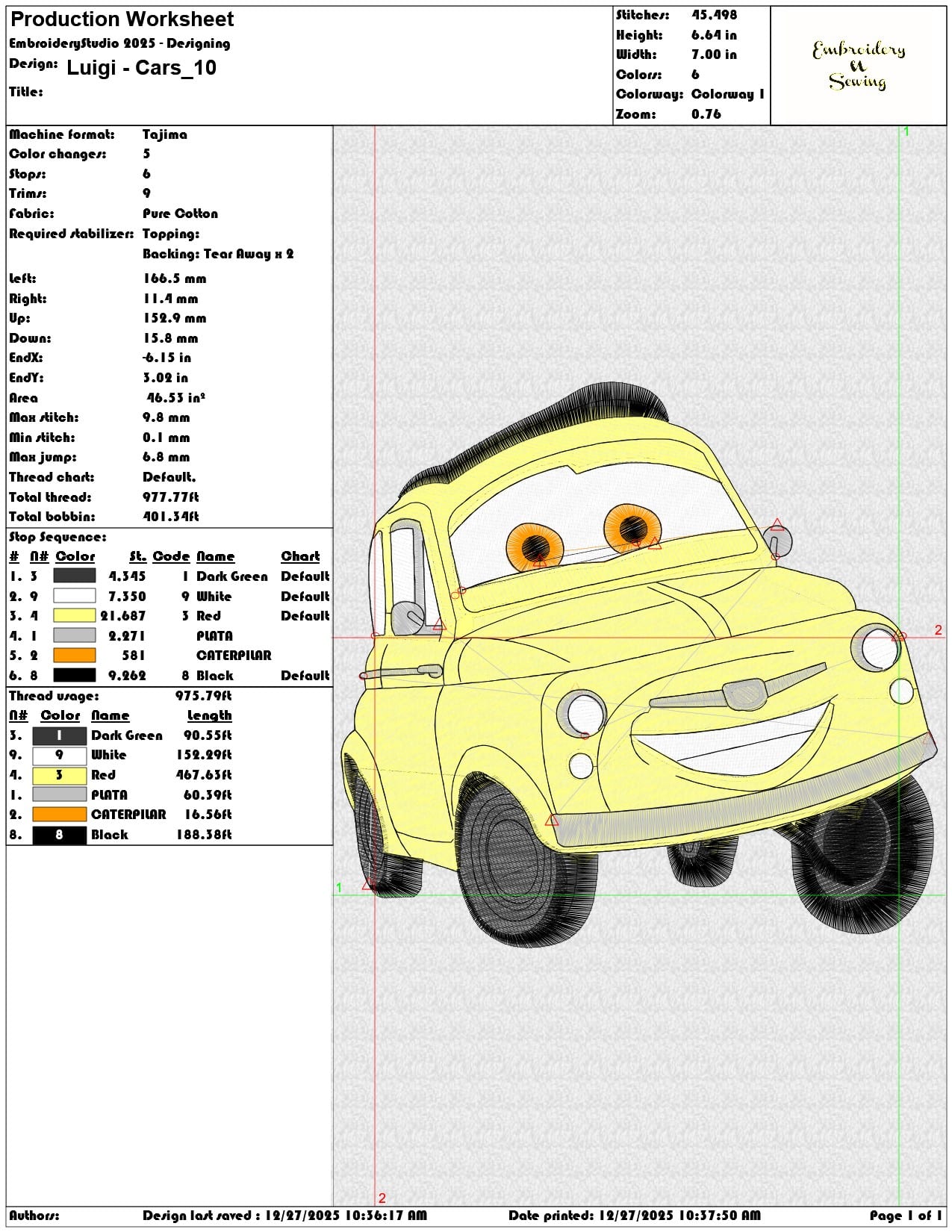 Luigi Cars  - Elegant embroidery design file - instant download — view 3