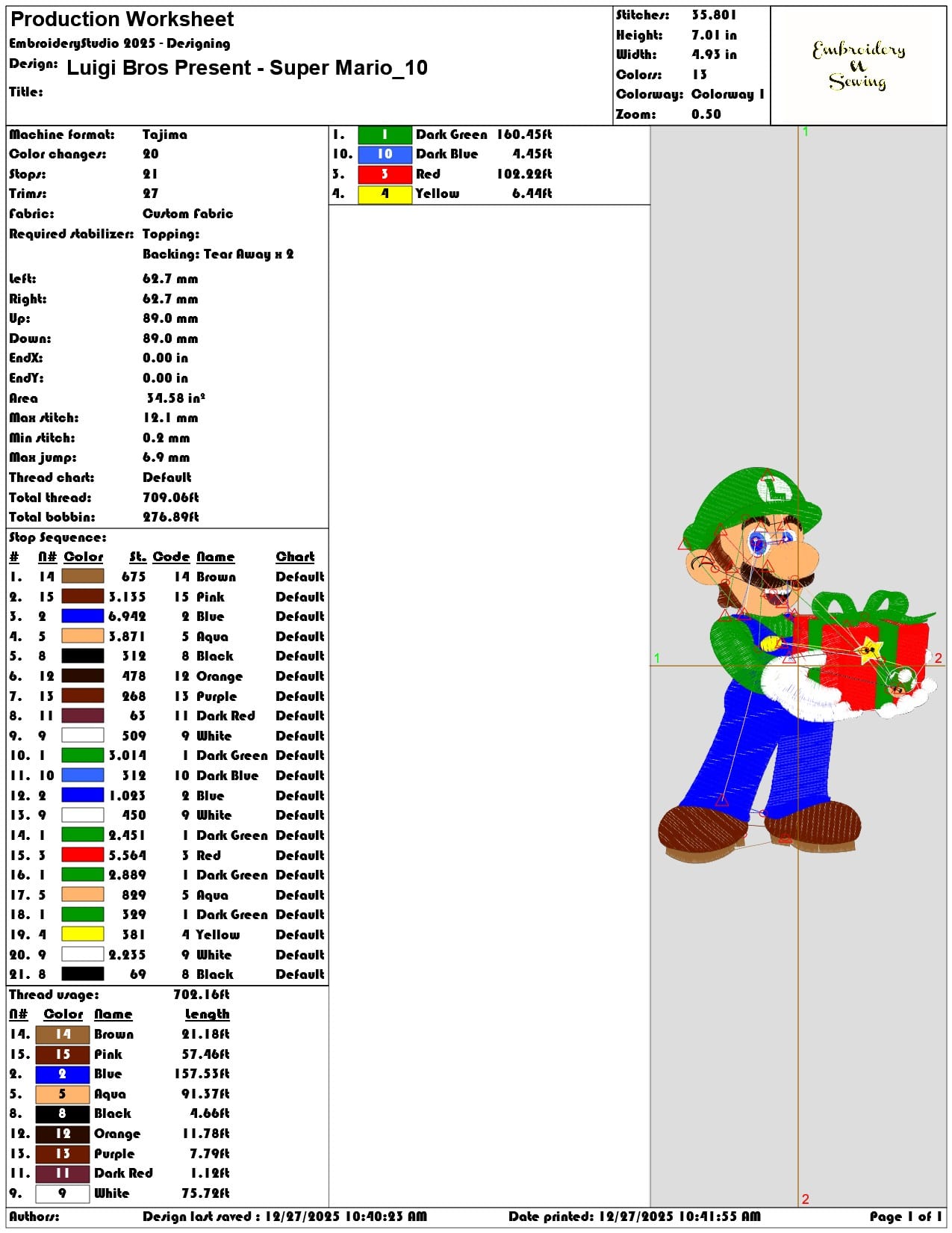 Luigi Bros Present Super Mario  - Elegant embroidery design file - instant download — view 3