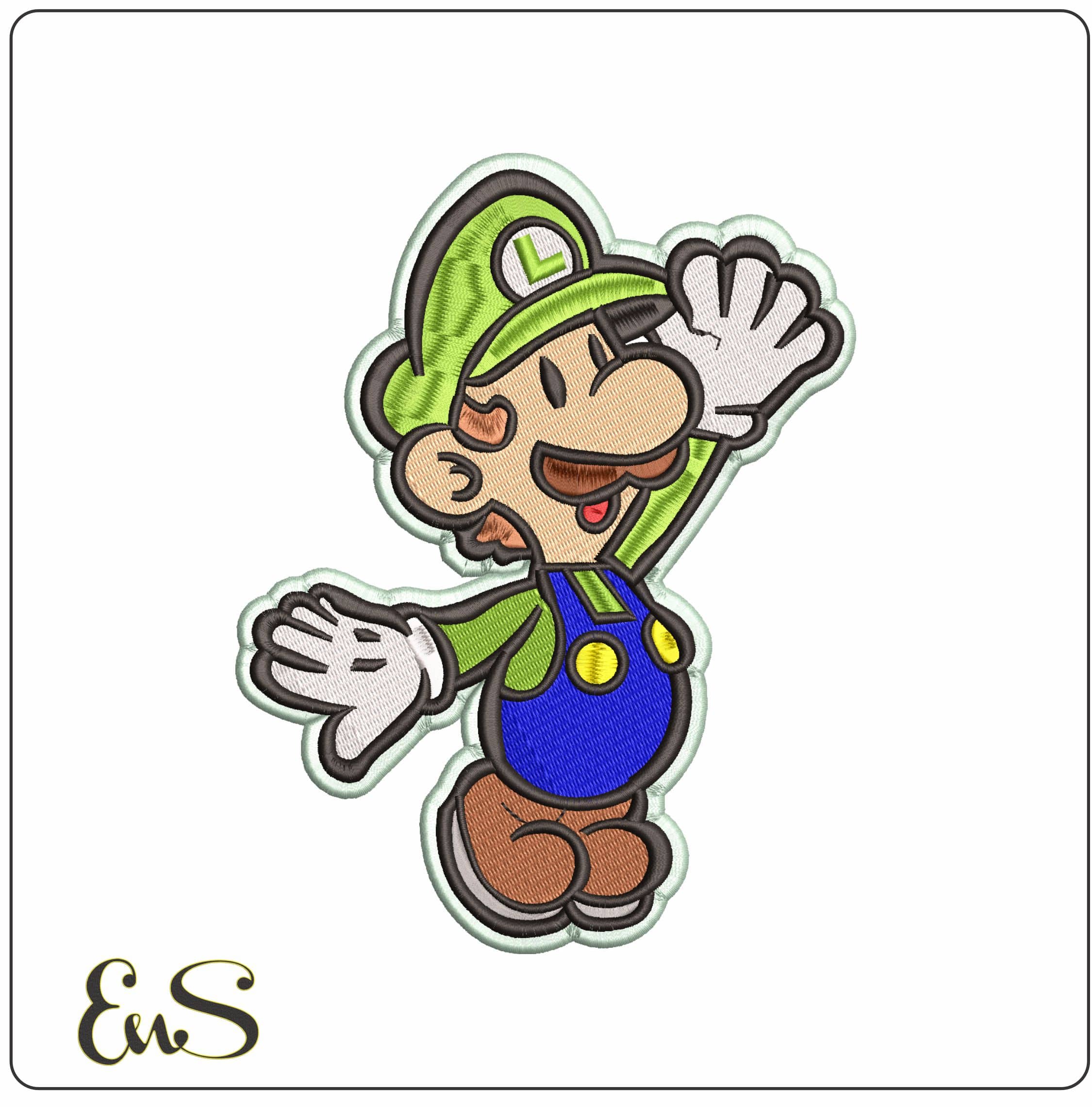Luigi Leaping Super Mario Bros  - Elegant embroidery design file - instant download